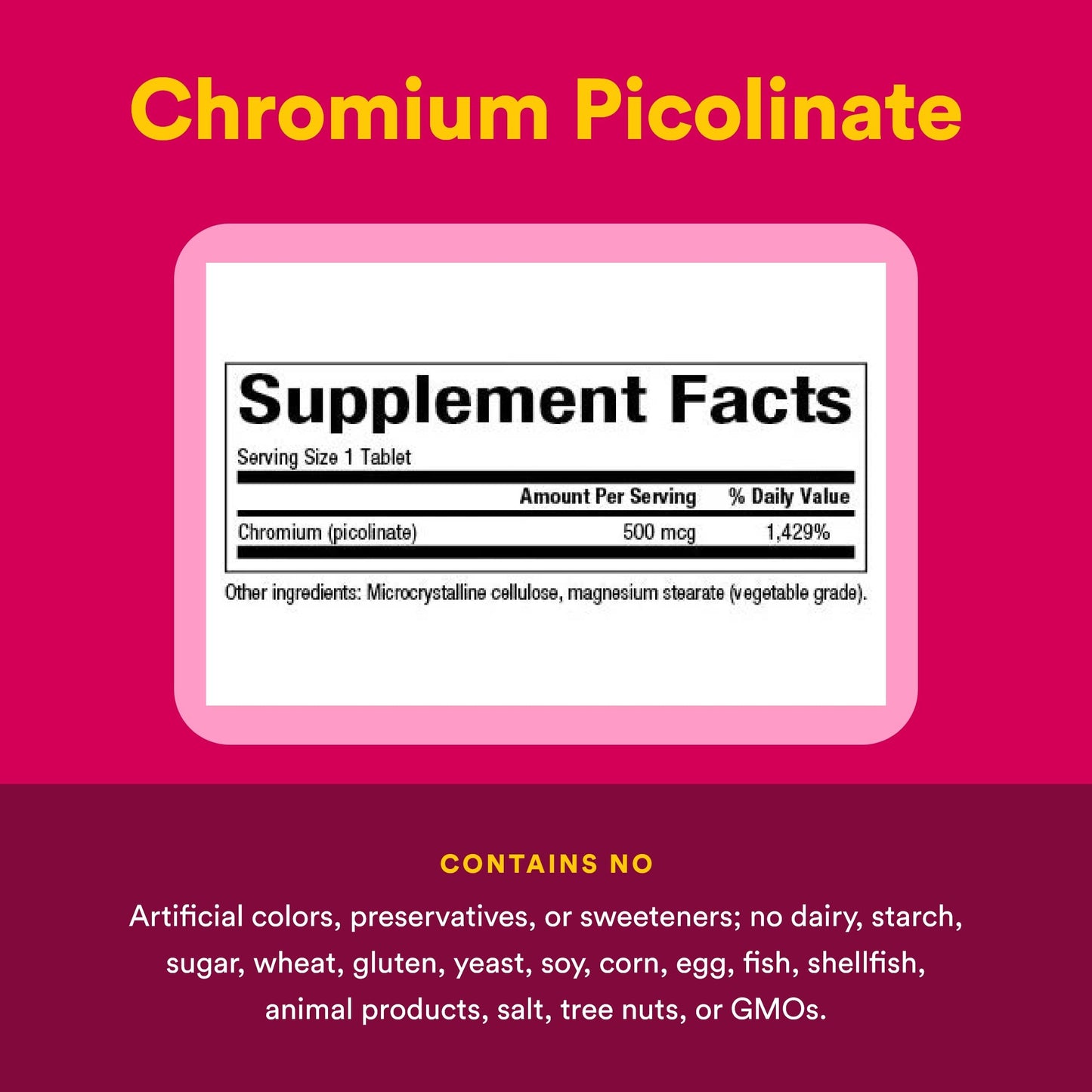Natural Factors Chromium Picolinate 500 mcg Tablet, 90 Count