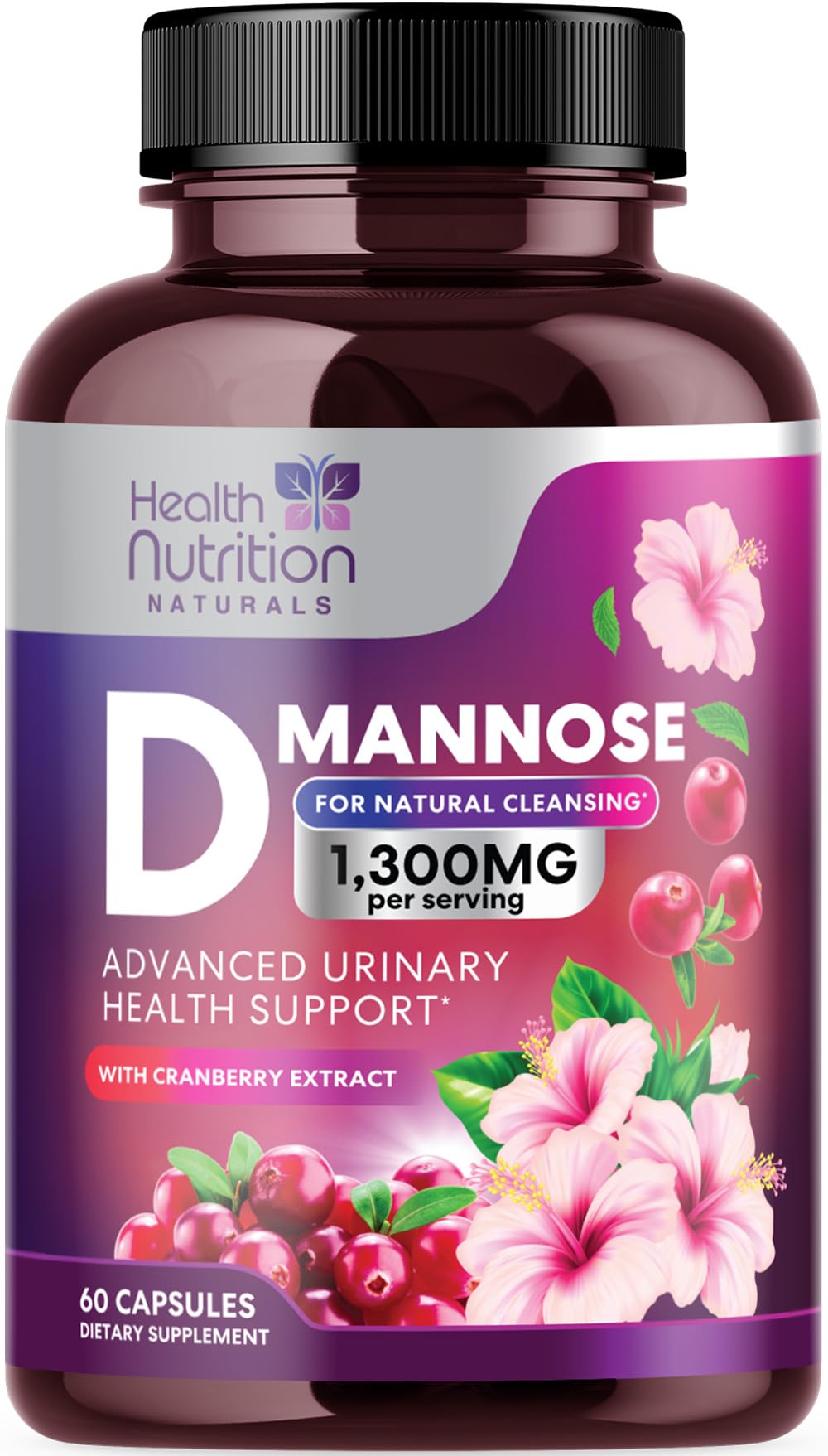 Health Nutrition Naturals D-Mannose Supplement Capsules, 60 Count
