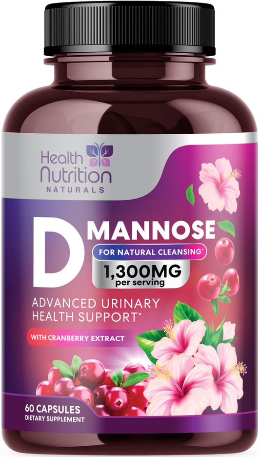 Health Nutrition Naturals D-Mannose Supplement Capsules, 60 Count