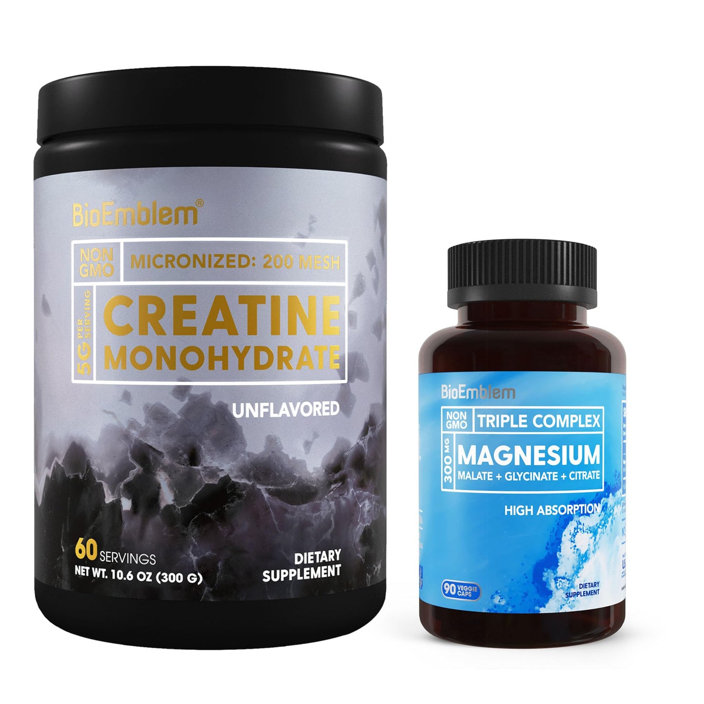 BioEmblem Triple Magnesium Complex and Creatine Monohydrate Powder 150