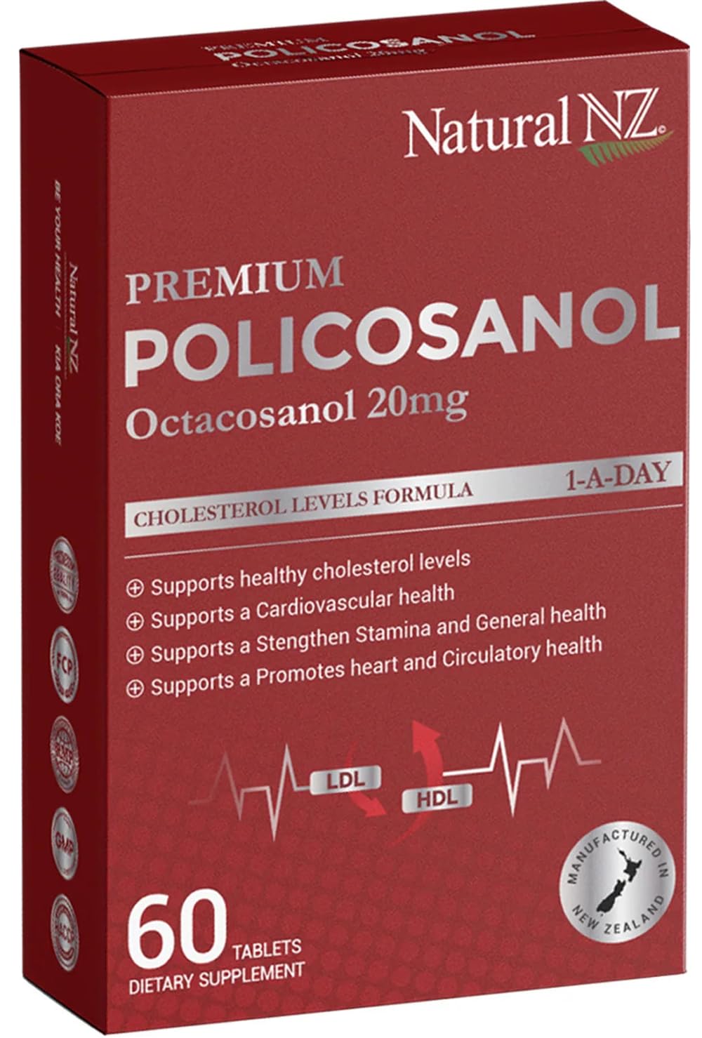Natural NZ Policosanol 33.4mg (Otacosanol 20mg) 1-A-Day 60 Tablets