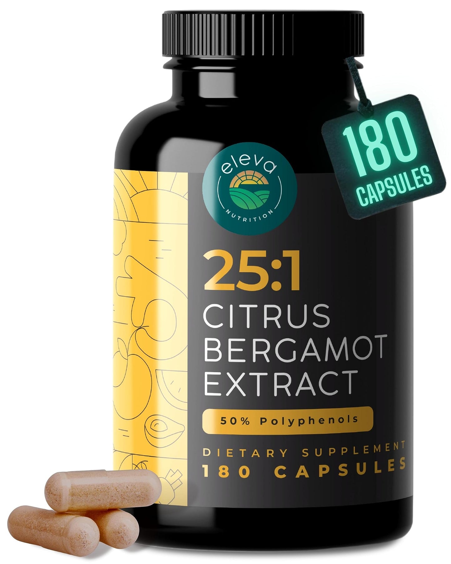 Eleva Nutrition Citrus Bergamot Extract 1000mg Capsules 180 Count