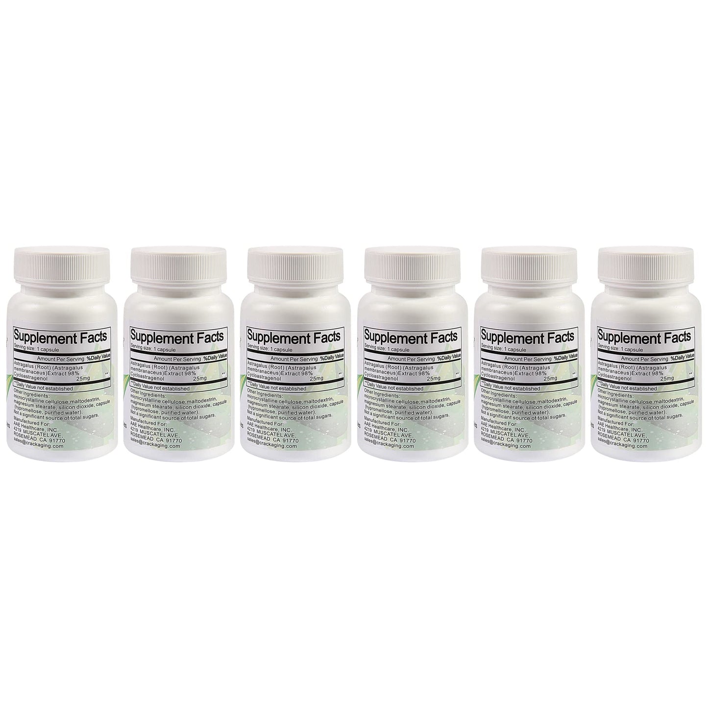 Crackaging Super-Absorption Cycloastragenol 98% 25mg Capsule, 180 Capsules
