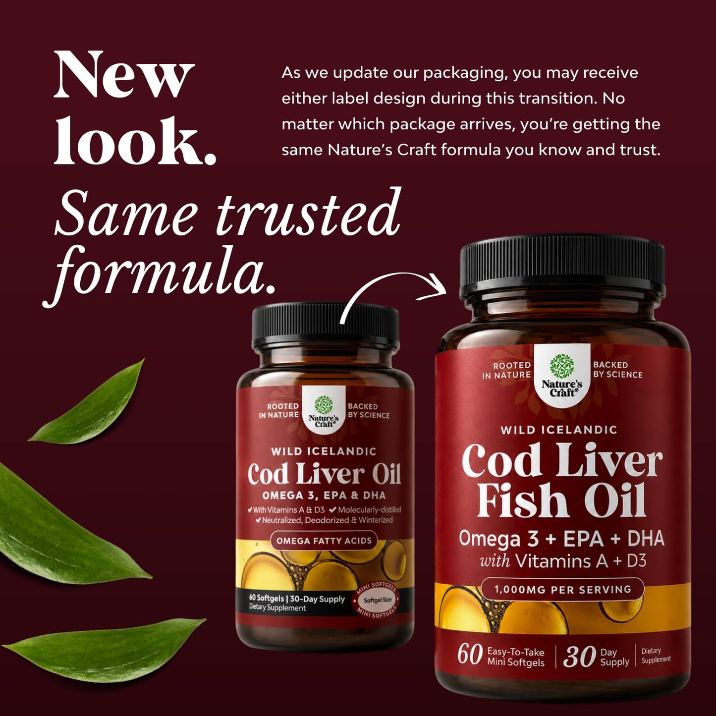 Natures Craft Icelandic Wild Caught Cod Liver Oil Softgels, 60 Count