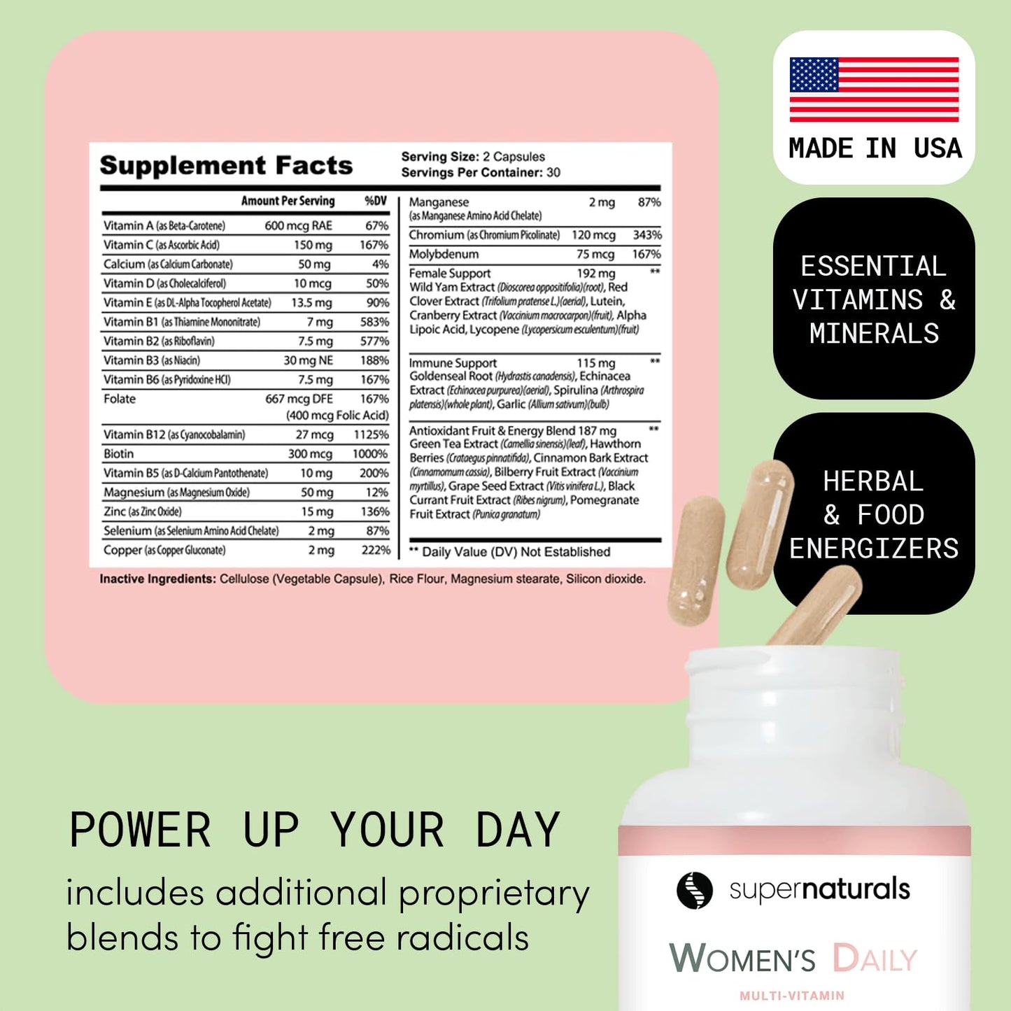 JLM NUTRITIONALS Multivitamin for Women Capsules, Immune Defense, Vegan, 60 Capsules