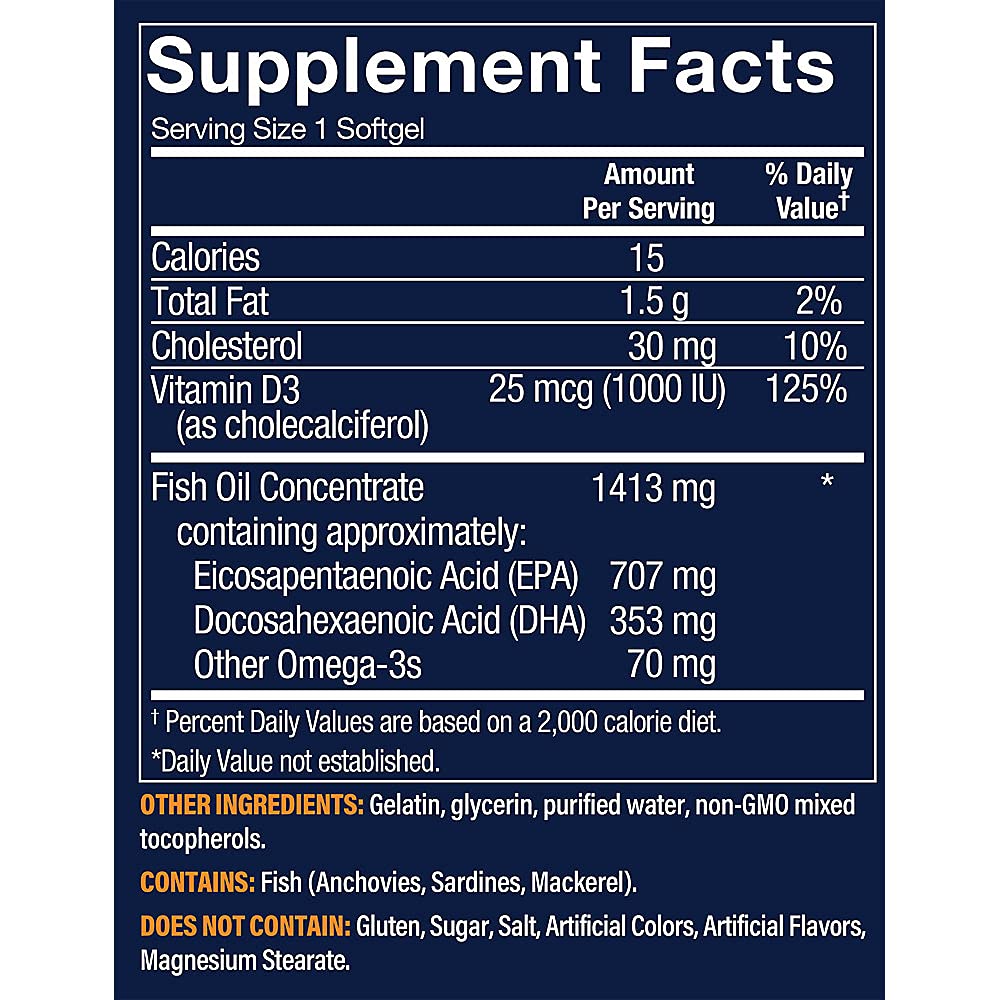 Vthrive Omega-3 Fish Oil with Vitamin D3 Softgel, 1 Count