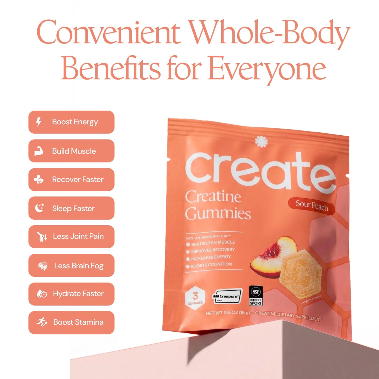 Create Creatine Gummies for Men & Women, 90 Gummies