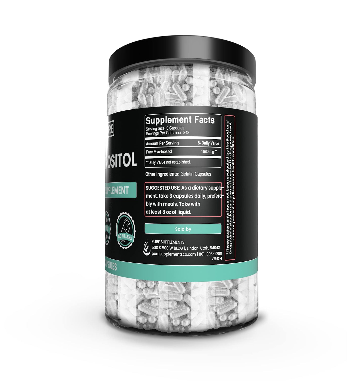 Pure Original Ingredients Myo-Inositol Capsules 730