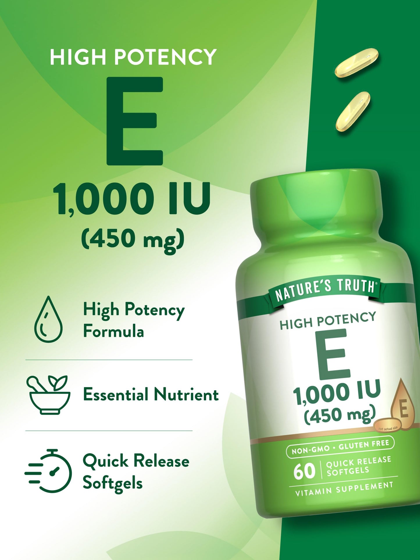 Nature's Truth Vitamin E Softgels 60 Count