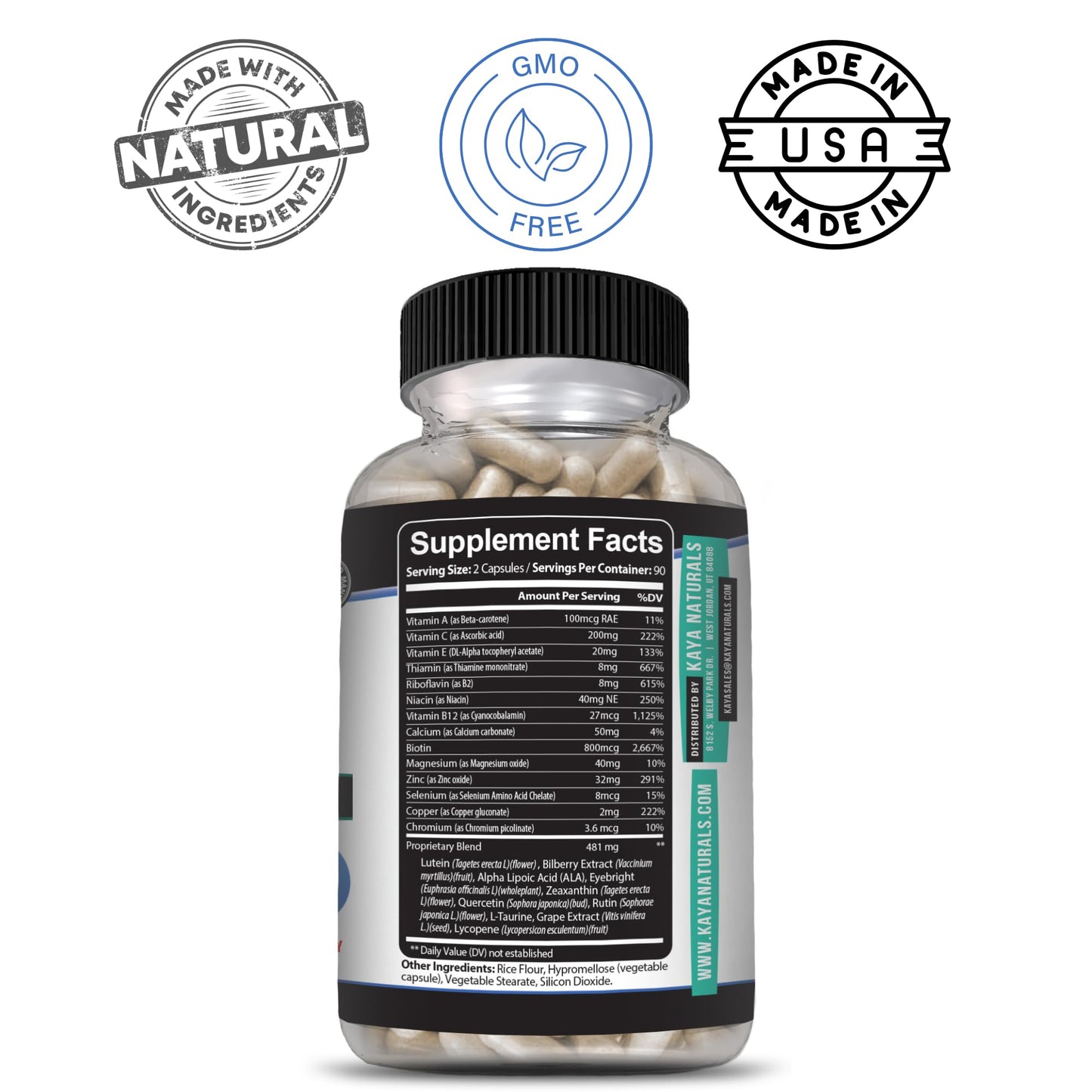 Kaya Naturals Eye Health Supplement Capsule 180 Count