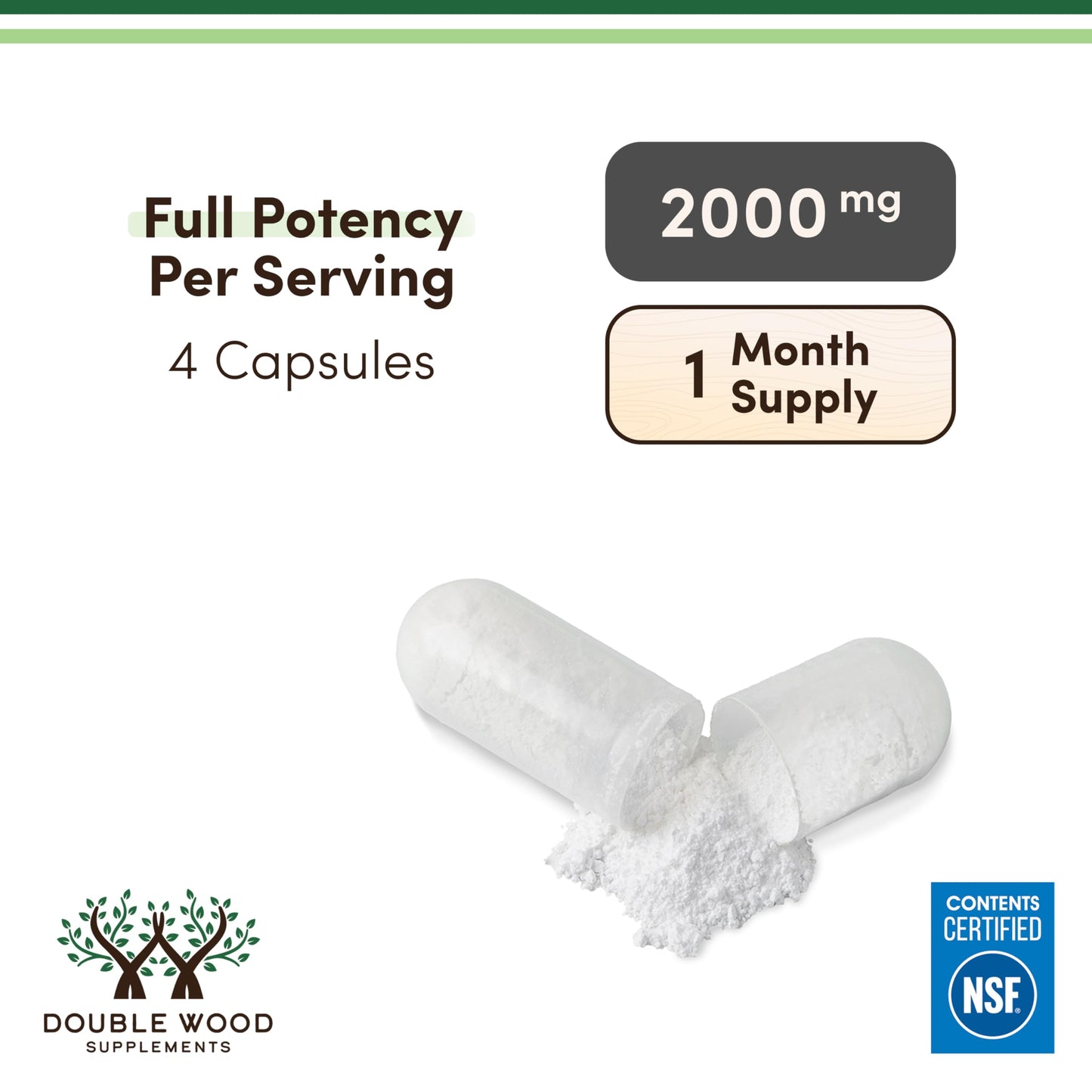 Double Wood Supplements Magnesium L Threonate Magtein Capsules, 120 Count