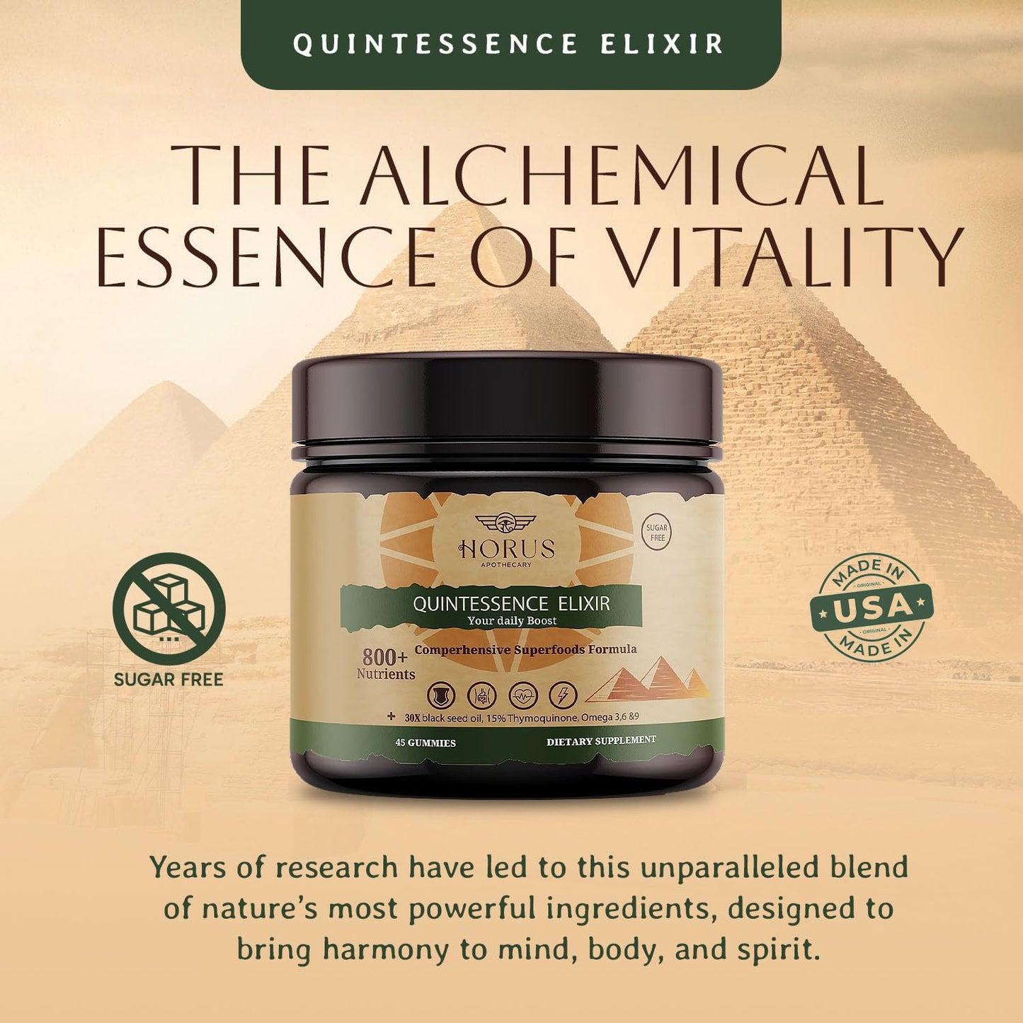 Horus Apothecary Quintessence Elixir Black Seed Oil Gummies, 45 Count