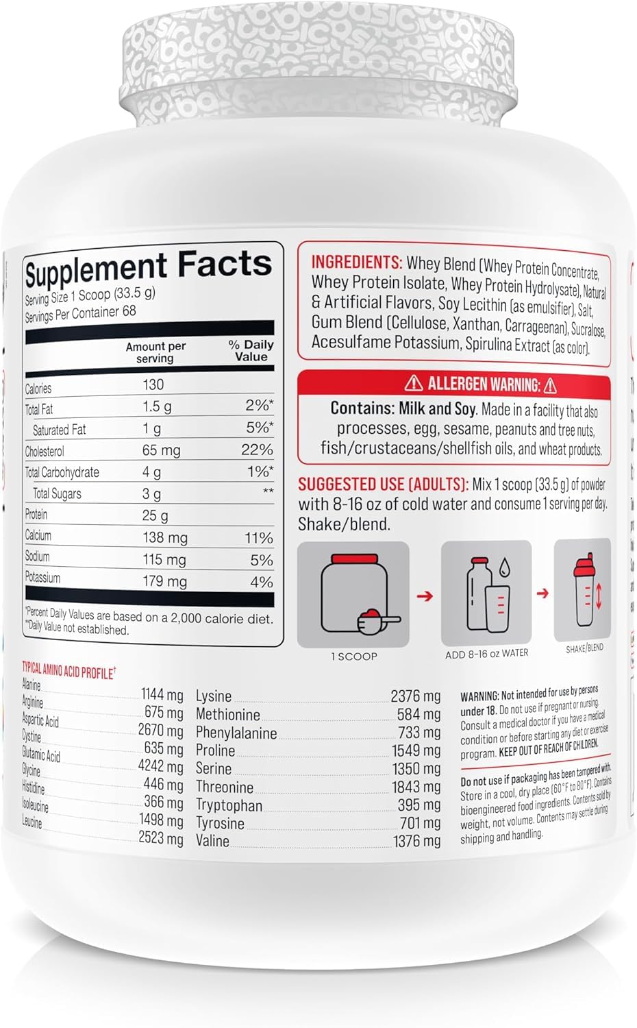 BASIC SUPPLEMENTS Whey Protein Powder, 80
