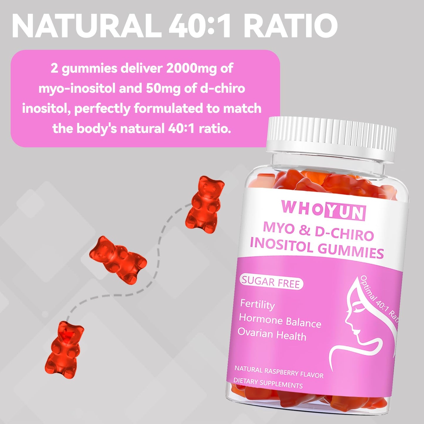Whoyun Inositol Gummies 60 Count