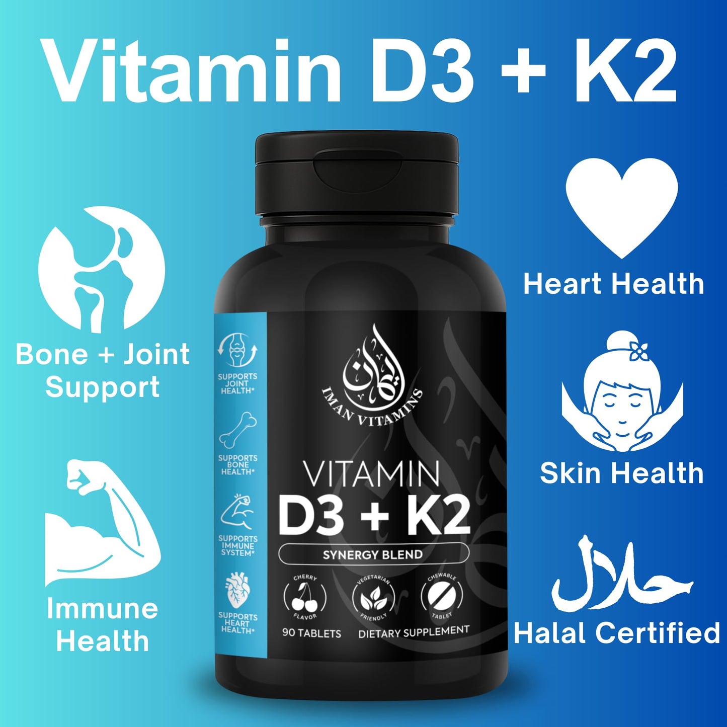 Iman Vitamins Vitamin D3 with K2 Tablet, 90 Count