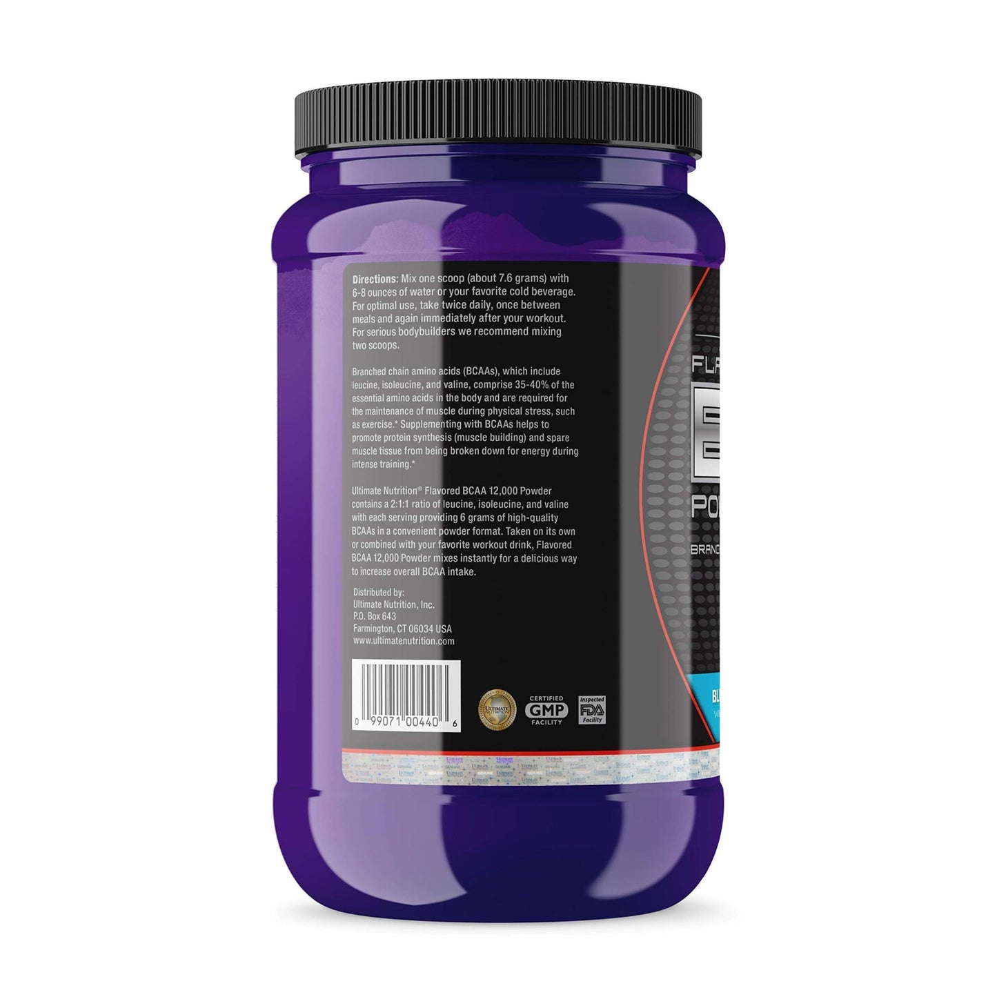 Ultimate Nutrition Flavored BCAA Powder 12000 Branched-Chain Post Workout Amino Acid Supplement Caffeine-Free Blue Raspberry 16.1 oz