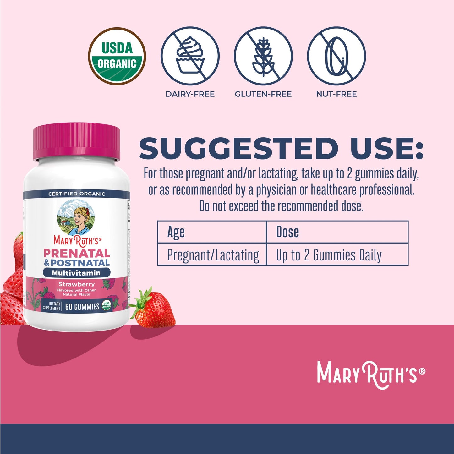 MARYRUTH'S Organics Prenatal Vitamins for Women Gummies 60 Count