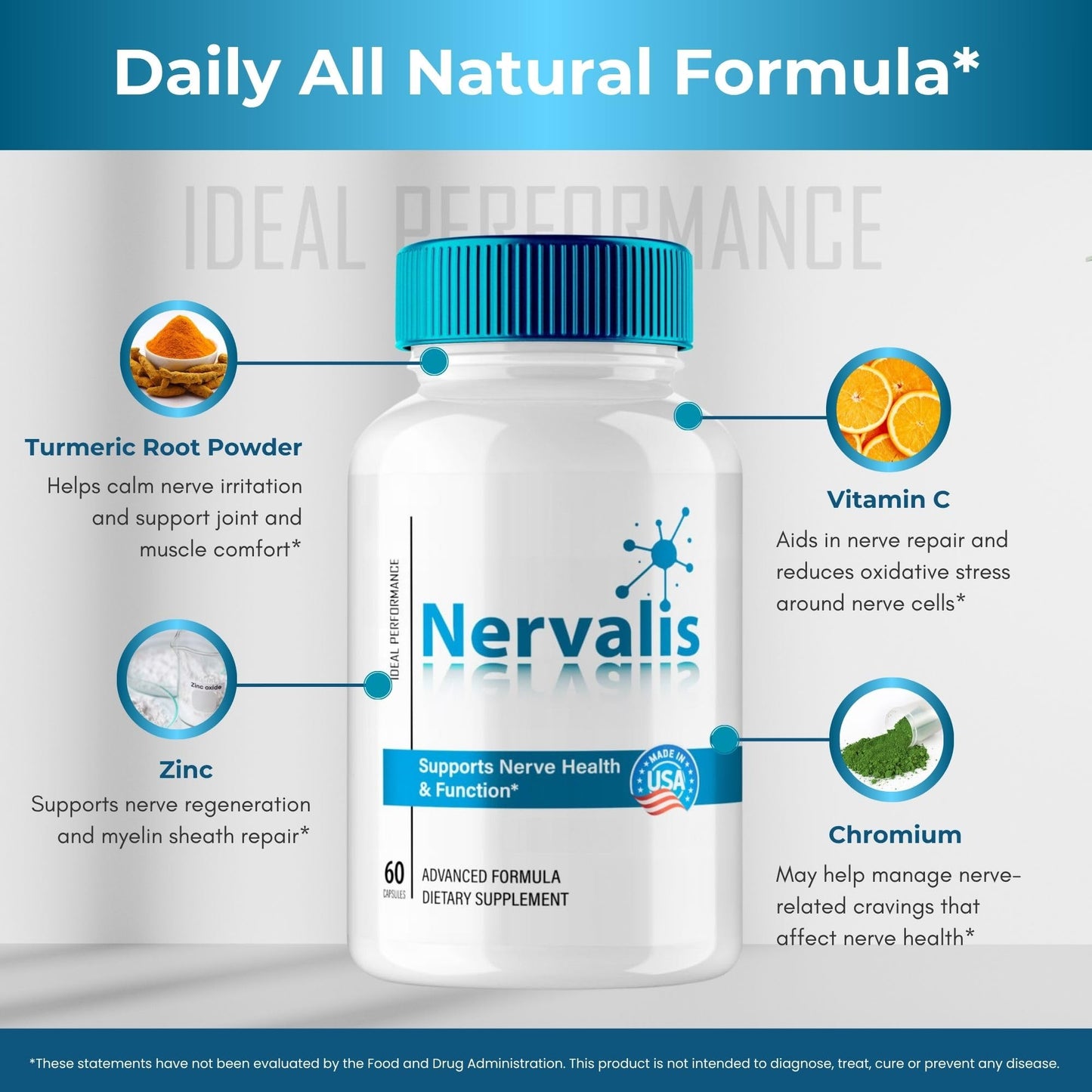 IDEAL PERFORMANCE Nervalis Nerve Supplement, 180 Capsules