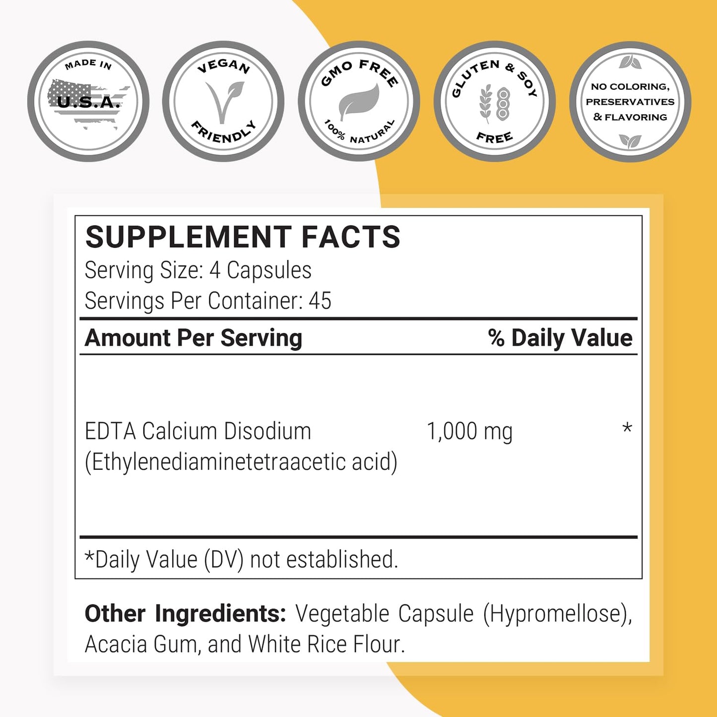 Supersmart Calcium Disodium EDTA Supplement 1000mg per Day 180 Capsules