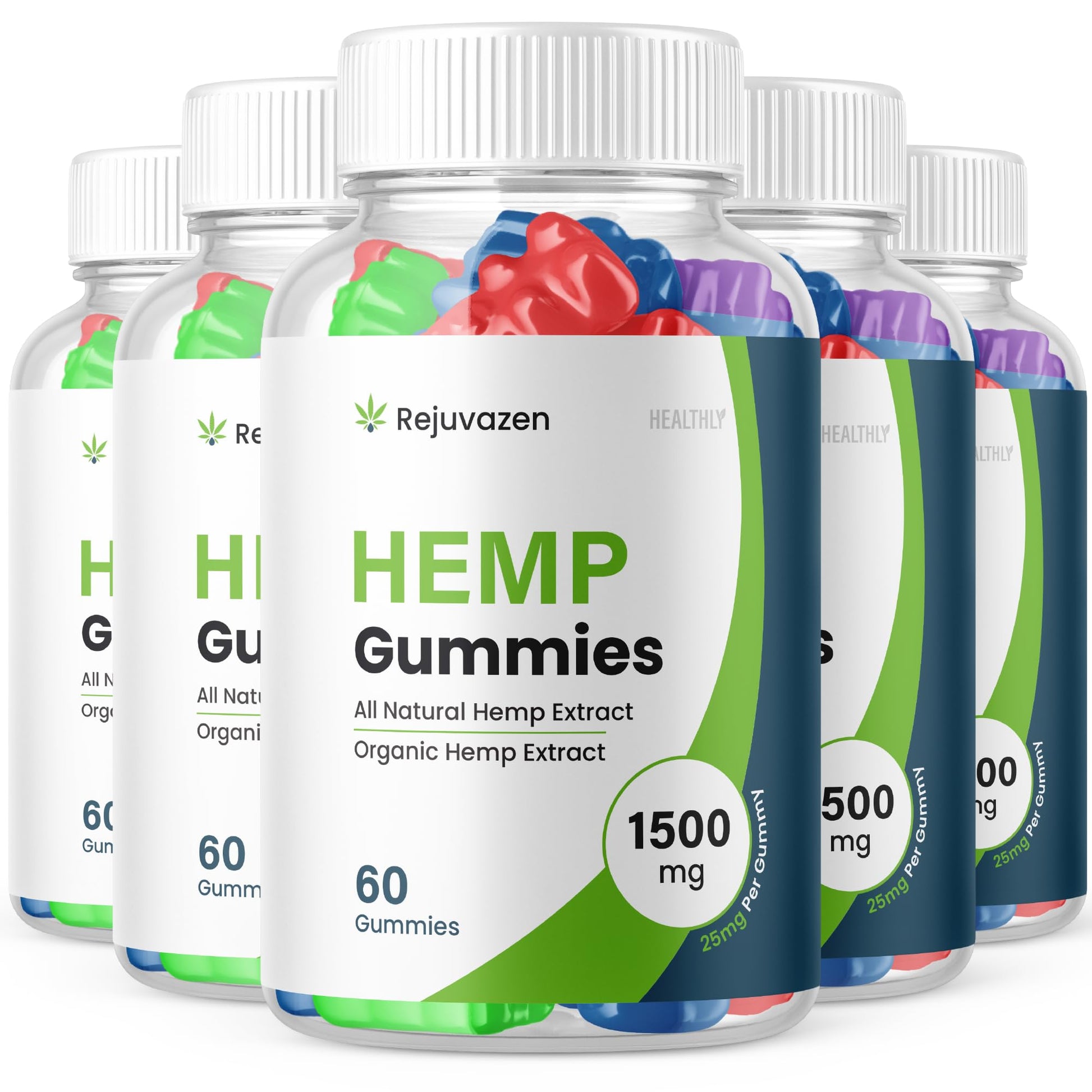 Purvia Rejuvazen Hemp Gummies Blood Pressure & Sugar Formula, 25 mg per Gummy, 1500 mg per Pack, 300 Gummies