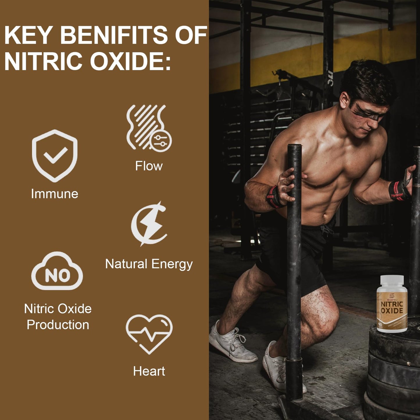SehatiKu Nitric Oxide Supplement, Nitric Oxide Booster & 6-in-1 Phytonutrient Blend for Heart, Flow, Immune, 90 Capsules