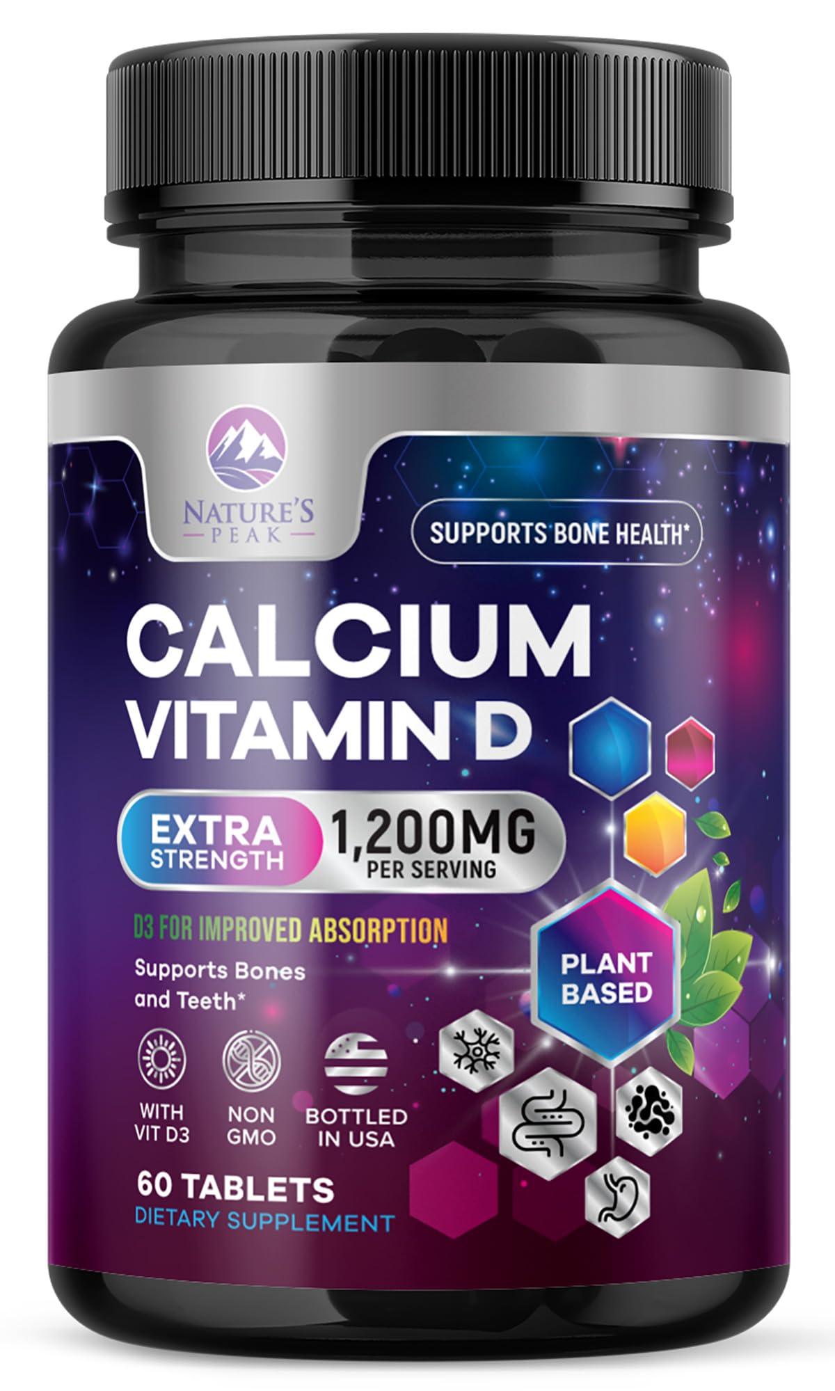 Nature's Peak Calcium 1200 mg with Vitamin D3 Tablet, 60 Tablets