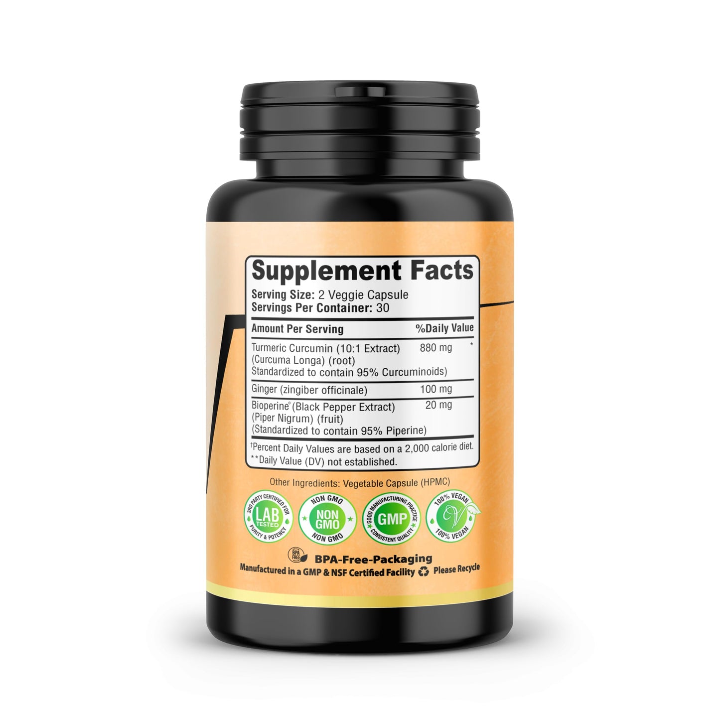 SMSHEALTHPRODUCTS.com Turmeric Curcumin with Ginger, BioPerine Black Pepper, 95% Curcuminoids, Natural Joint & Healthy Inflammatory Support, Antioxidant Turmeric Supplement, 60 Veggie Capsules