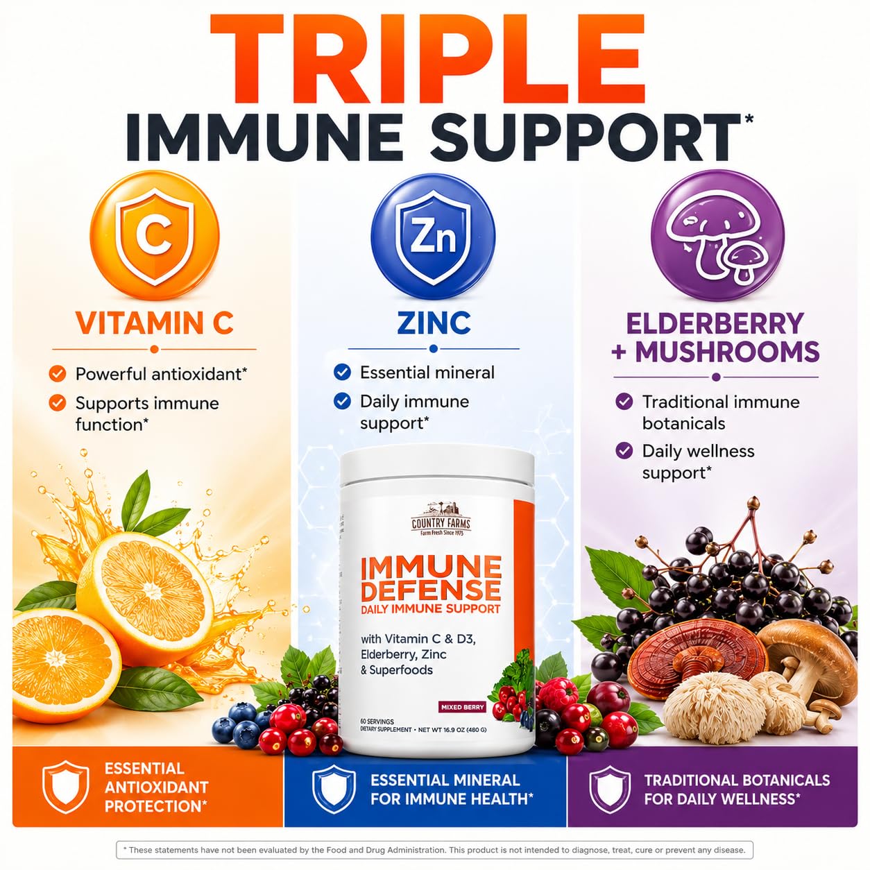 Country Farms Immune Defense Superfoods Immune Support Supplement Powder 16.93 oz