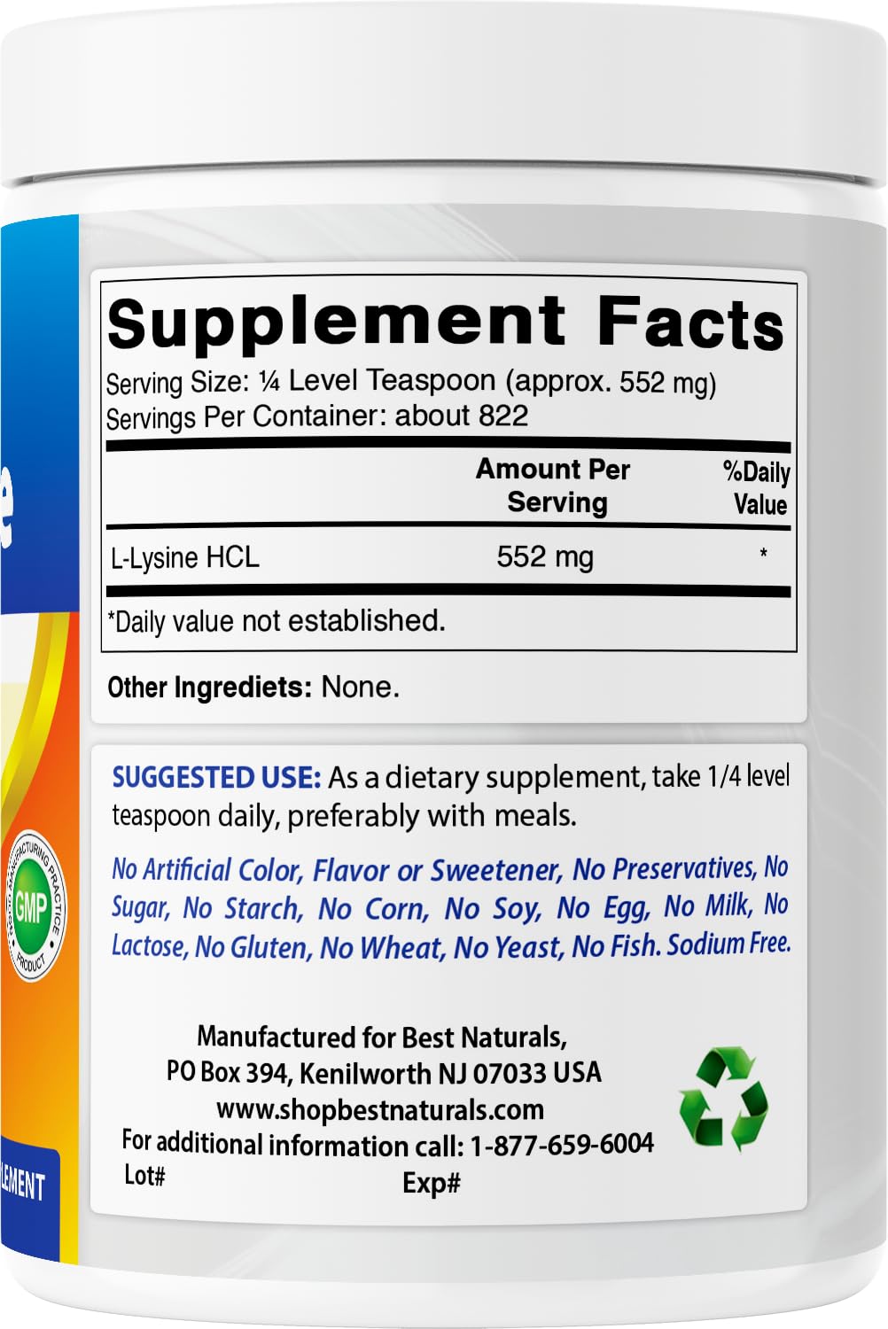 Best Naturals Lysine Powder 48