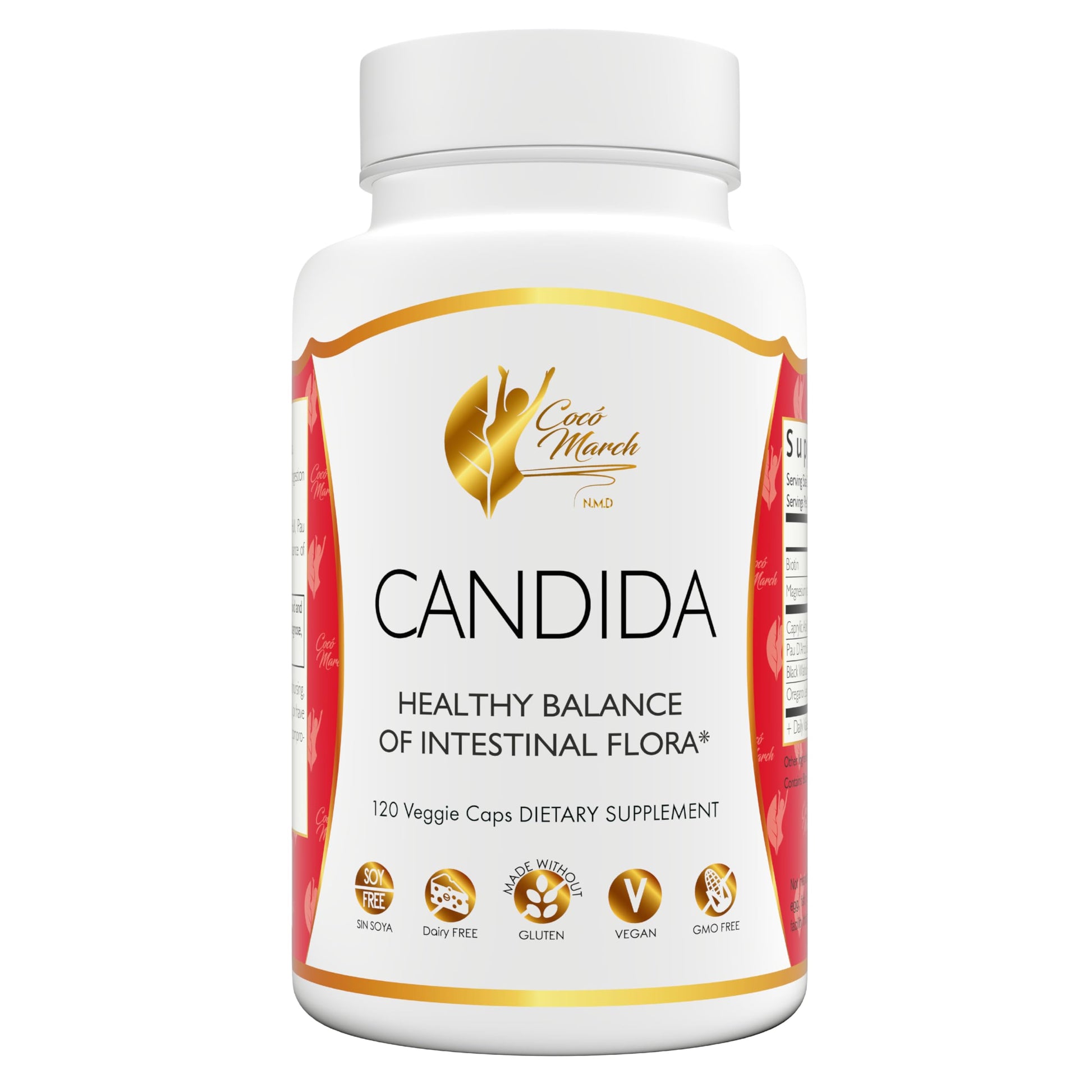 Cocó March N.M.D Candida Cleanse 30 Day Herbal Detox with Digestive Enzymes Capsule 120 Count