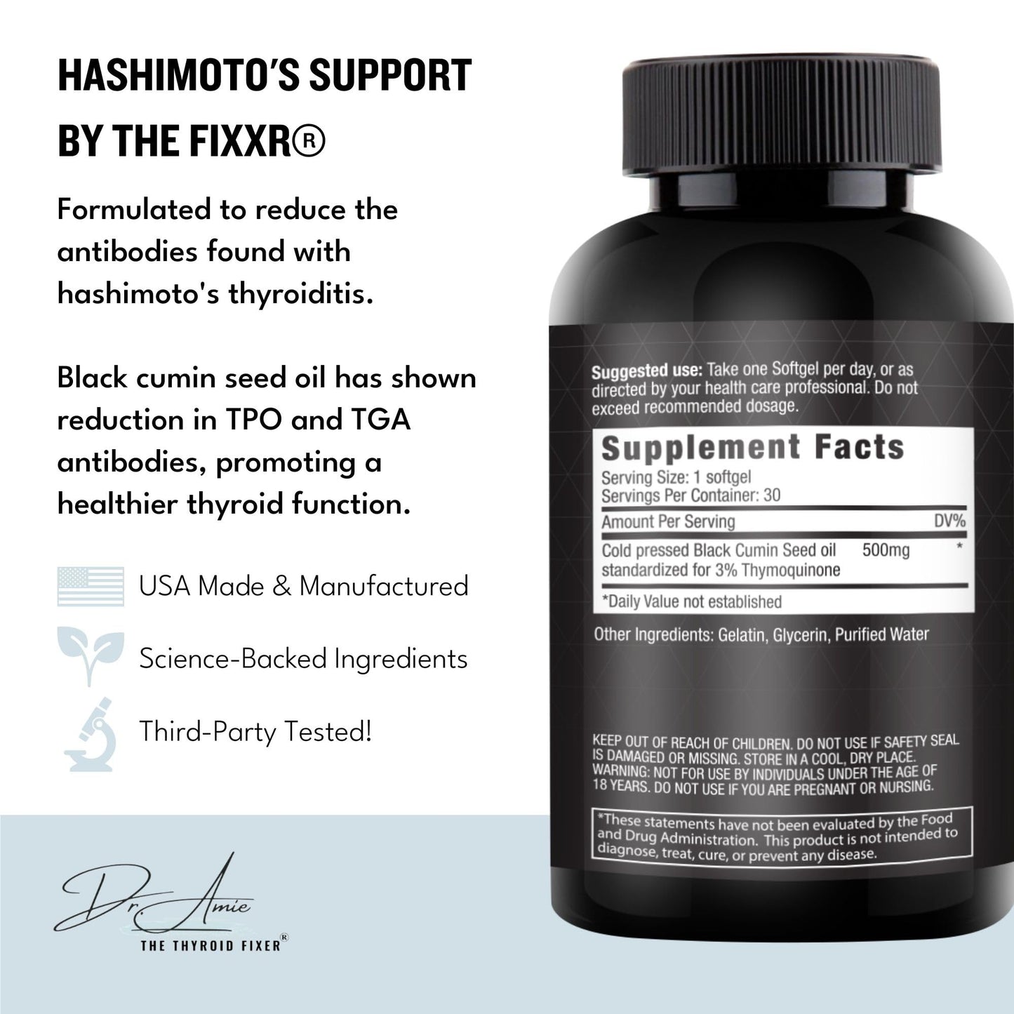 Fixxr Hashimoto's Support by Dr. Amie Antibody Reducing Complex Softgels, 30 Count