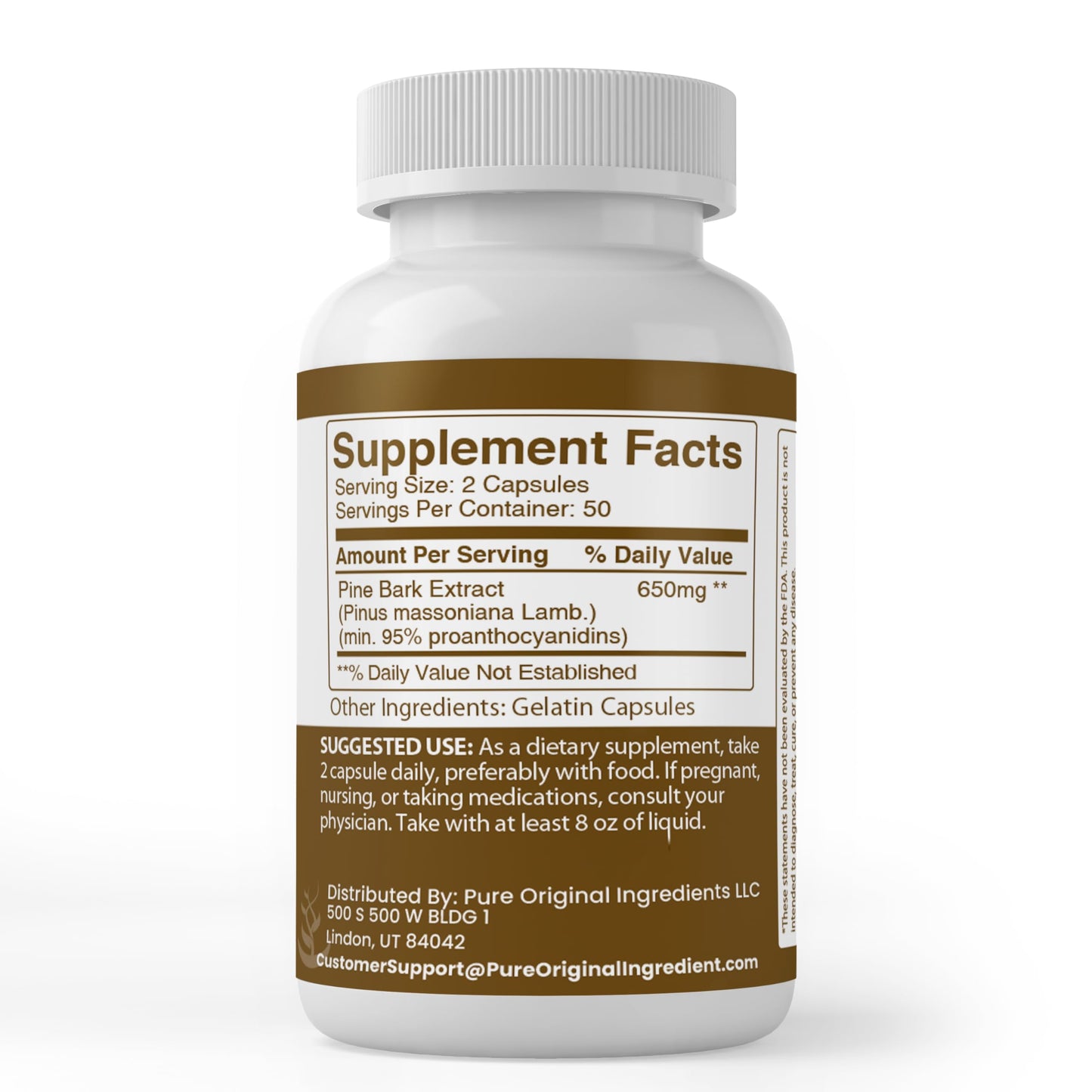 Pure Original Ingredients Pine Bark Extract Capsule, 100 Count