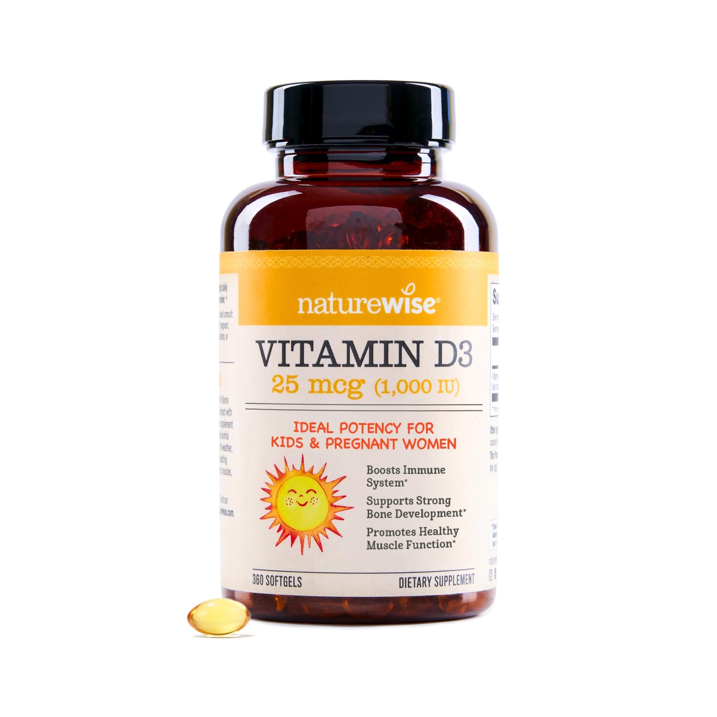 NatureWise Vitamin D3 1000IU Supplement Immune Support Softgel 360