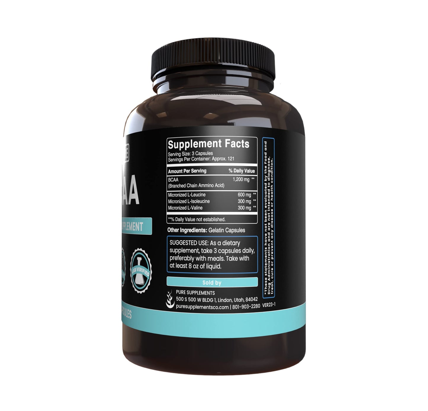 Pure Original Ingredients BCAA Capsules, 365 Capsules