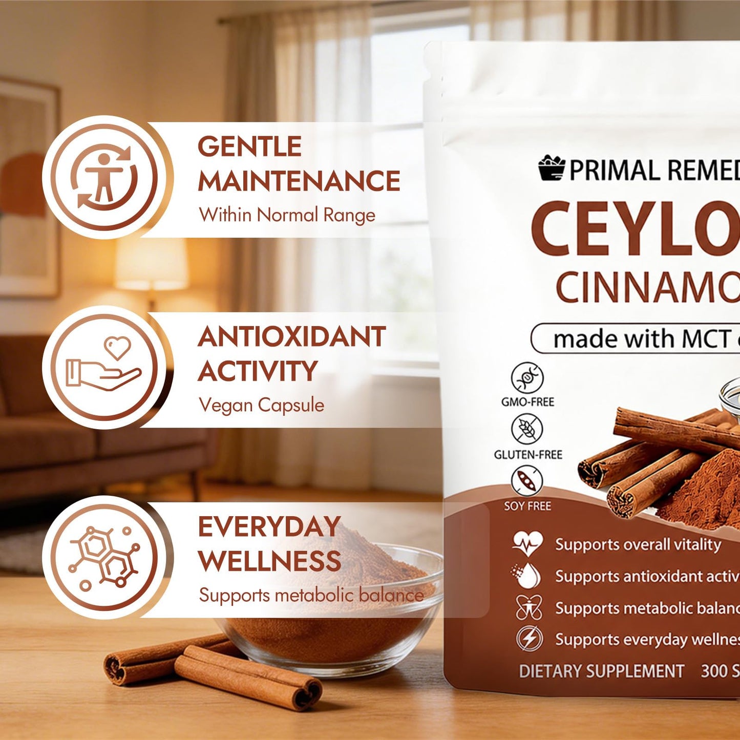 Adjustable Ceylon Cinnamon Made with MCT Oil Softgels, 300 Count