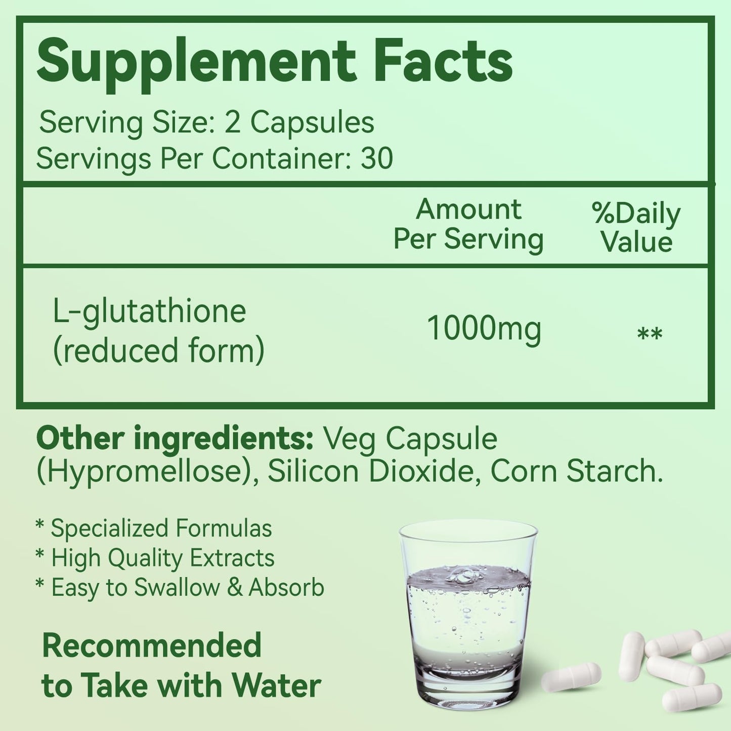 EAZGOO Glutathione Supplement 1000mg Capsule 60 Count