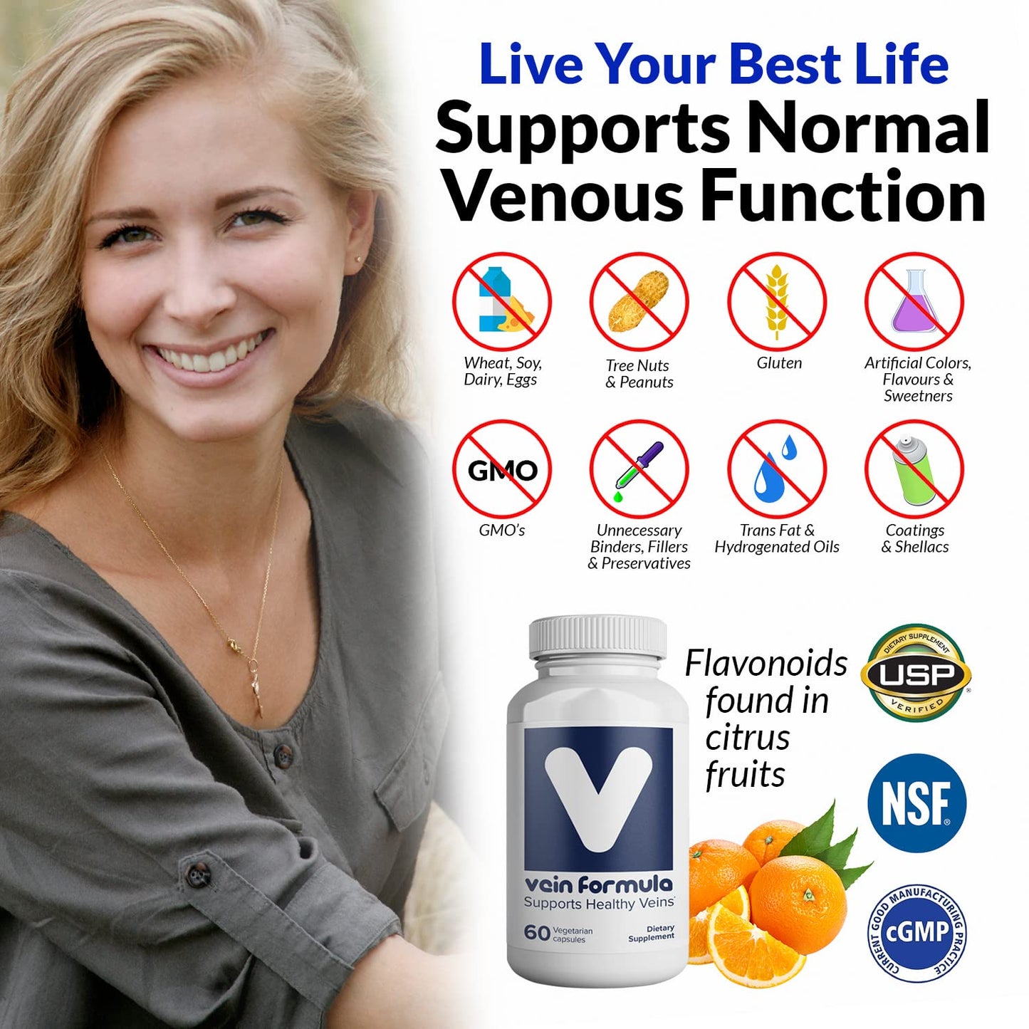 VITASUPPORTMD Vein Formula, Blood Circulation and Leg Vein Supplement, 60 Capsules