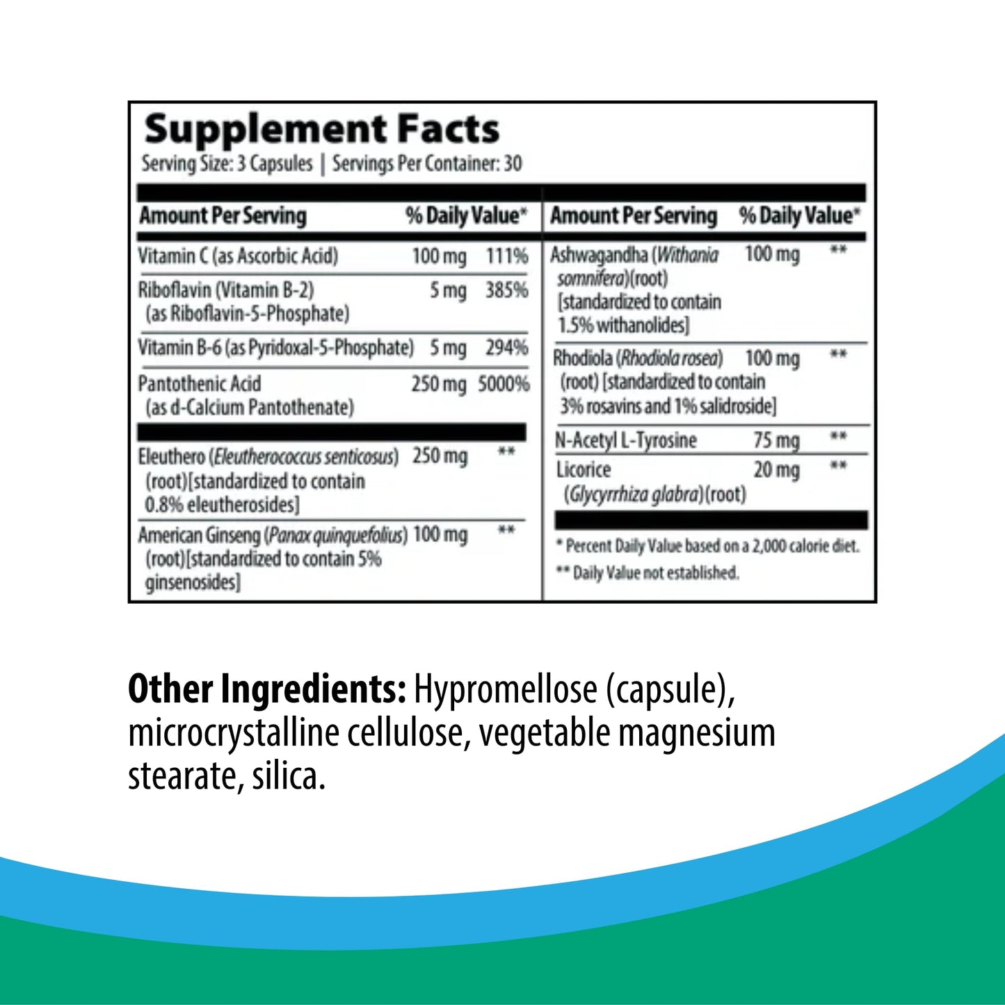 Rootcology Adrenal Support Adaptogenic Herbal Formula with Vitamin B6, Licorice & N-Acetyl-L-Tyrosine, 90 Capsules