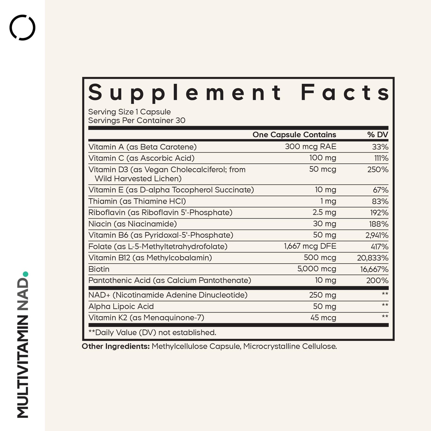 Codeage Multivitamin NAD Supplement 30 Capsules