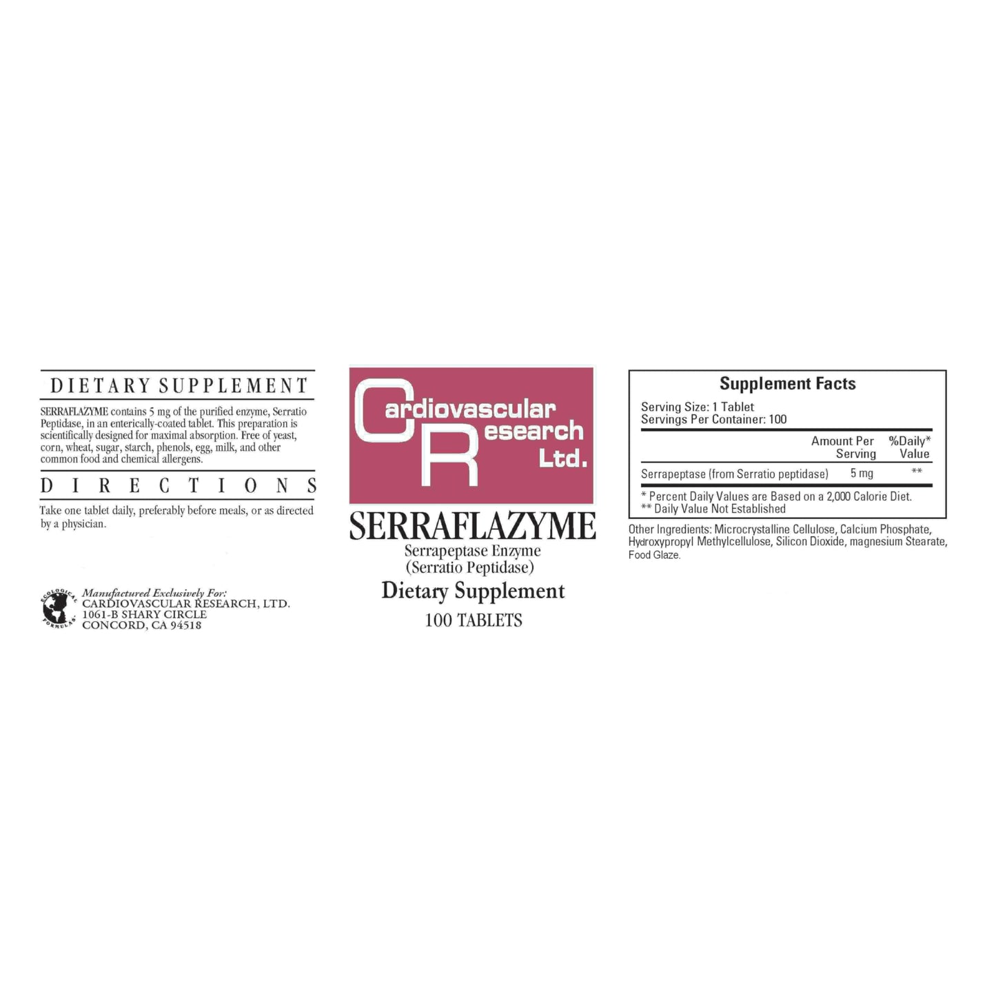Cardiovascular Research Serraflazyme Serrapeptase Enzymes Tablets 200