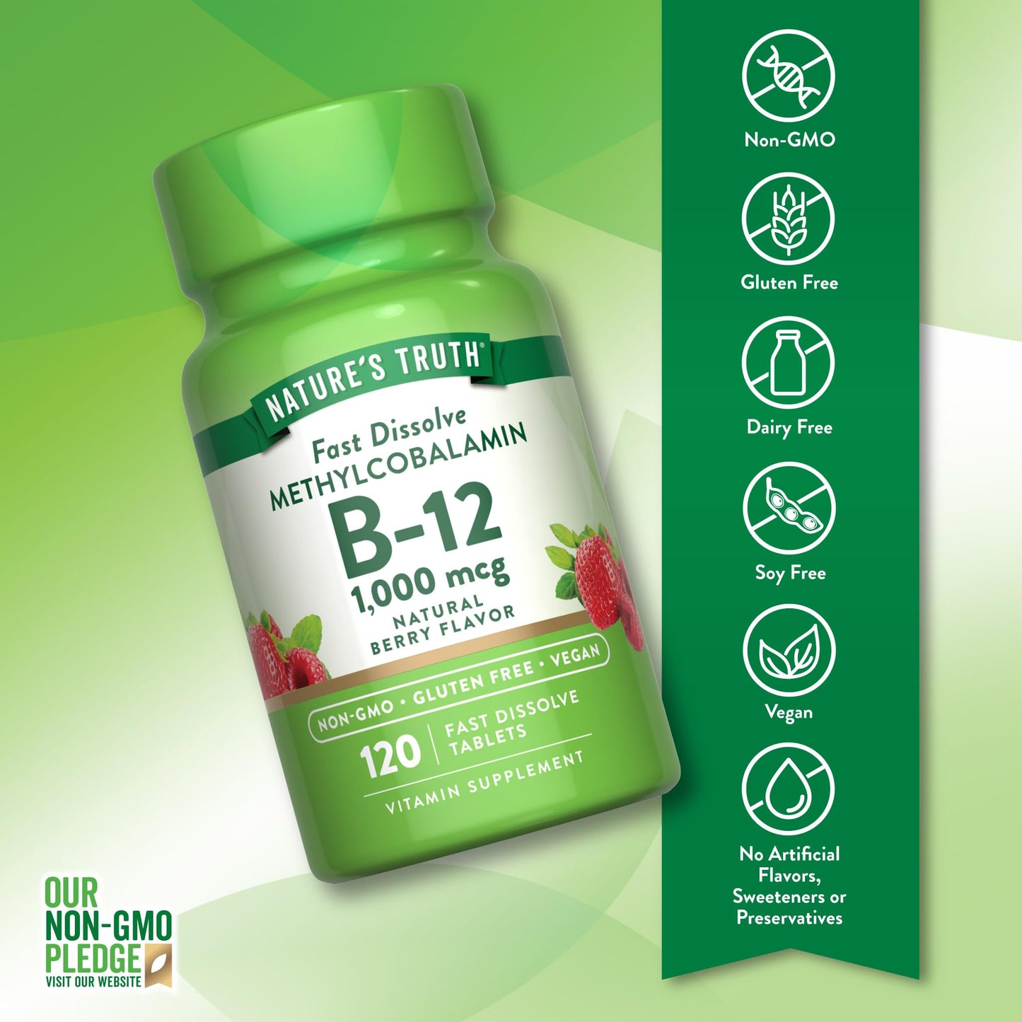 Nature's Truth B12 Vitamin Sublingual 1000 mcg Tablets 120 Count