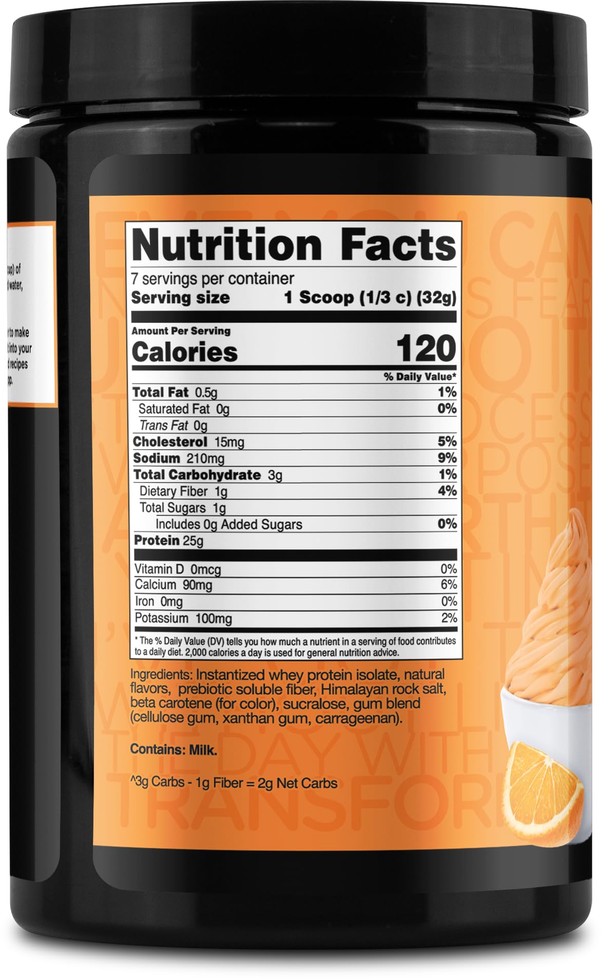 TransformHQ Whey Protein Isolate (WPI) Orange Whip Flavored Protein Powder, 8 oz