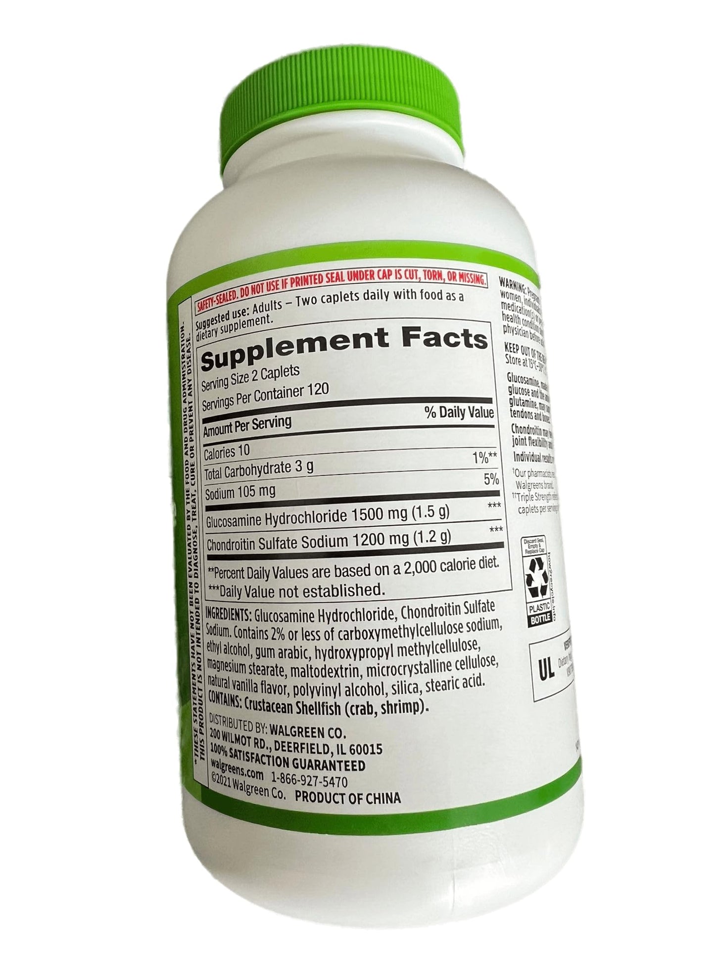Walgreens Glucosamine Chondroitin Triple Strength 1500 mg Glucosamine HCl 1200 mg Chondroitin Caplets 240