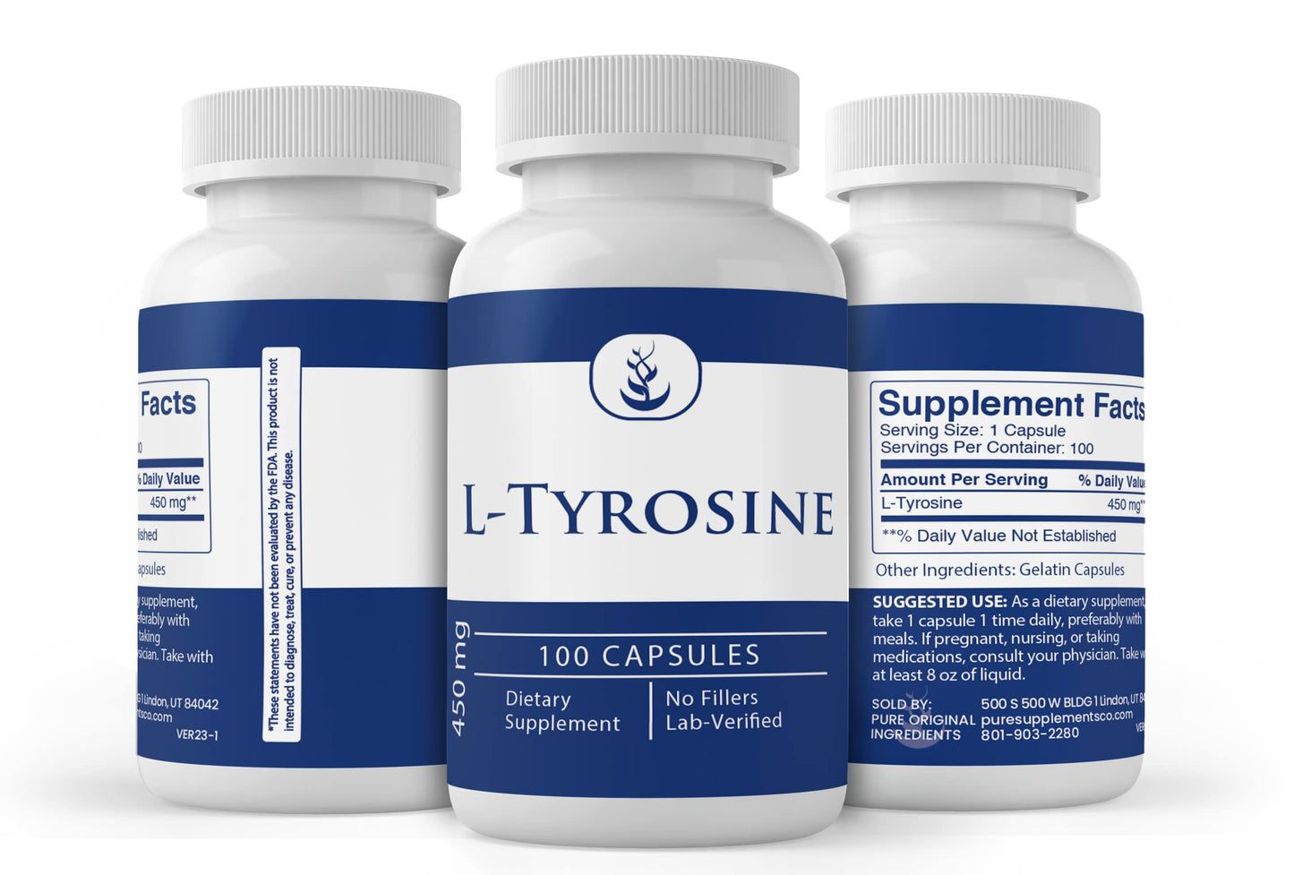 Pure Original Ingredients L-Tyrosine Capsule, 100 Capsules