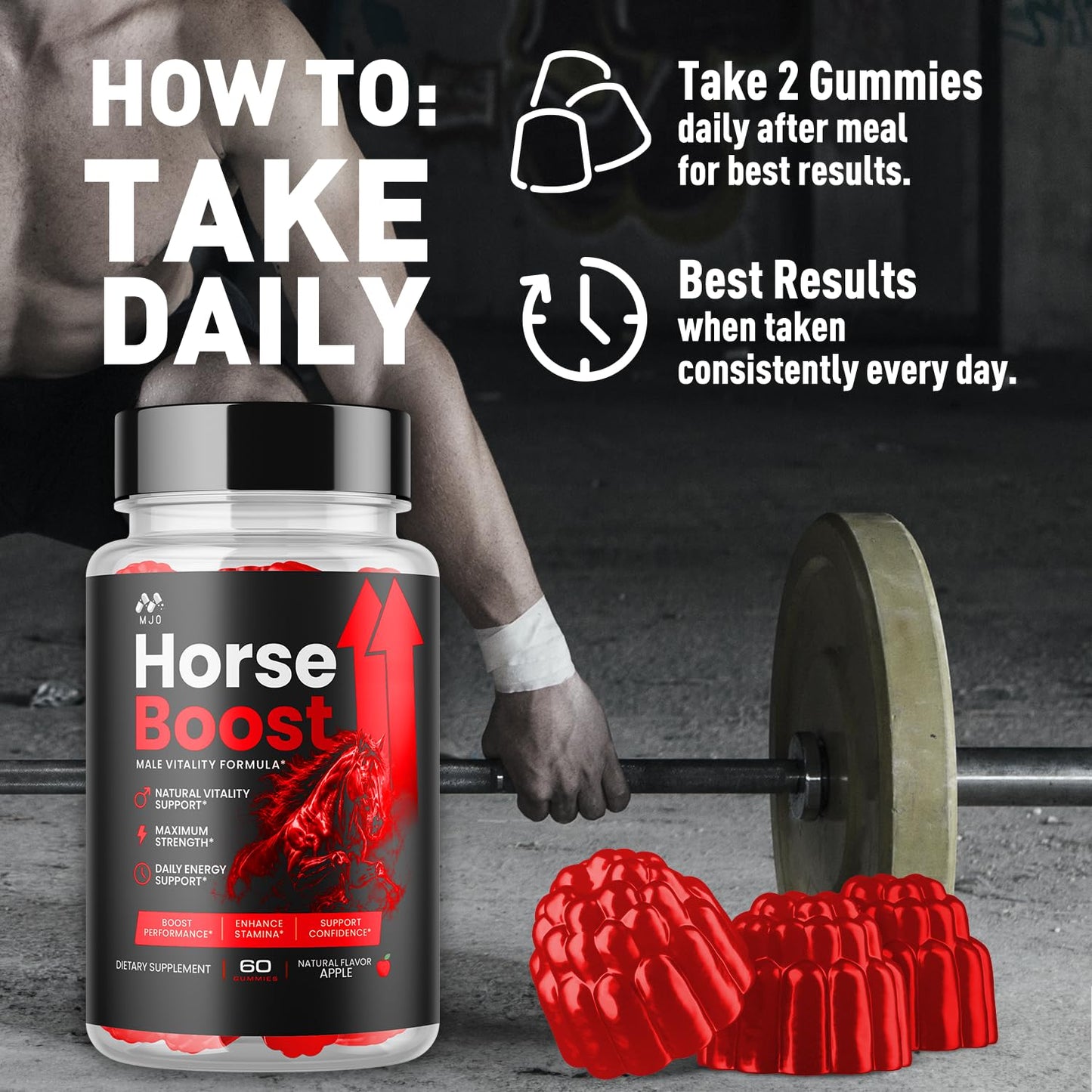 MJO Horse Boost Gummies for Men, 300 Gummies