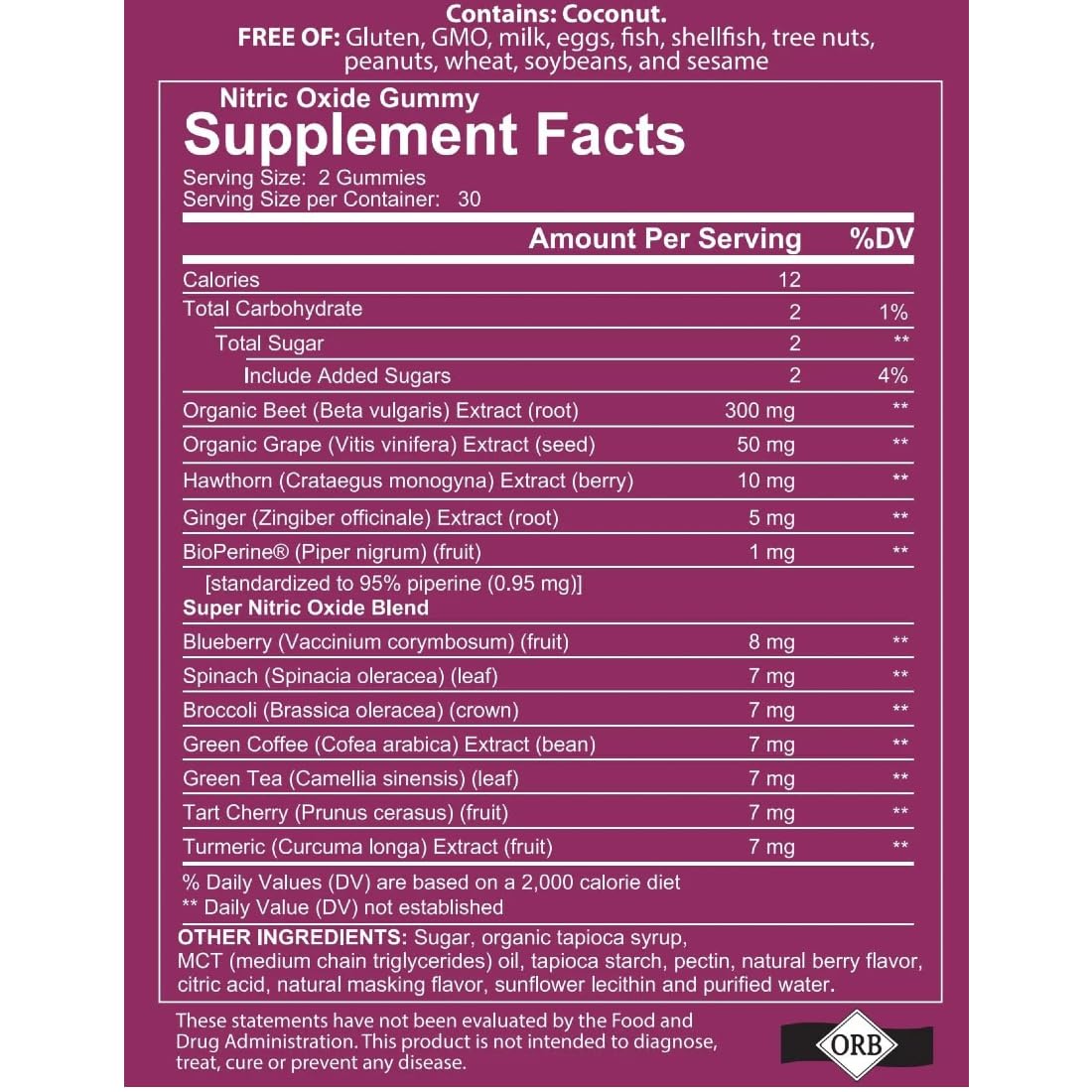 4 Your Wellness Nitric Oxide Gummy Beet Root Mixed Berry 60 Count