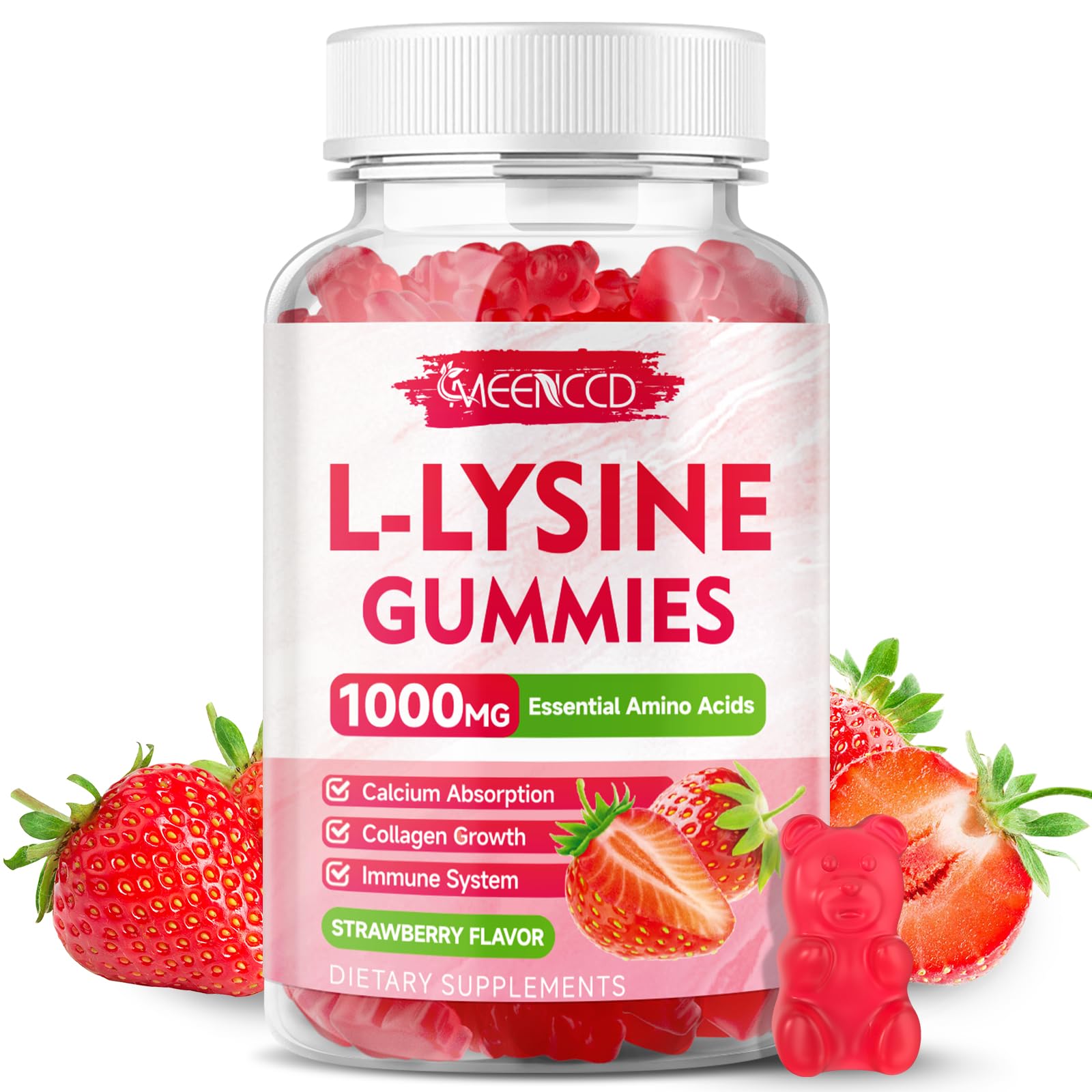 MEENCCD L-Lysine 1000mg Gummies, 60 Count