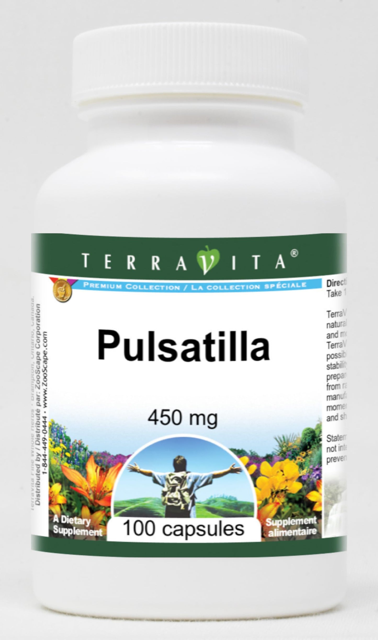 Terravita Pulsatilla 450 mg Capsules, 100 Count