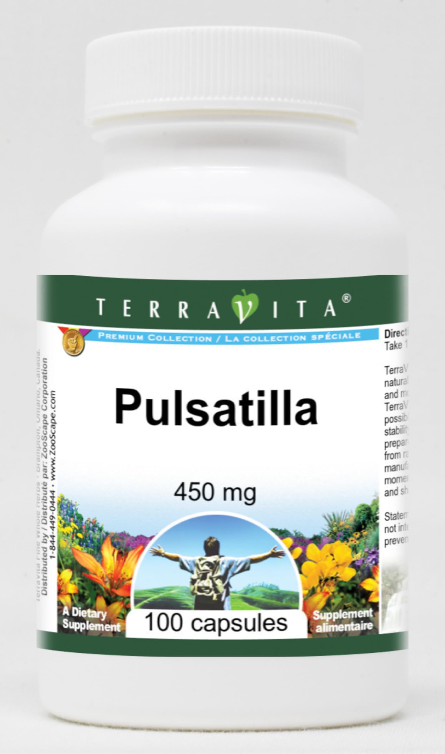 Terravita Pulsatilla 450 mg Capsules, 100 Count