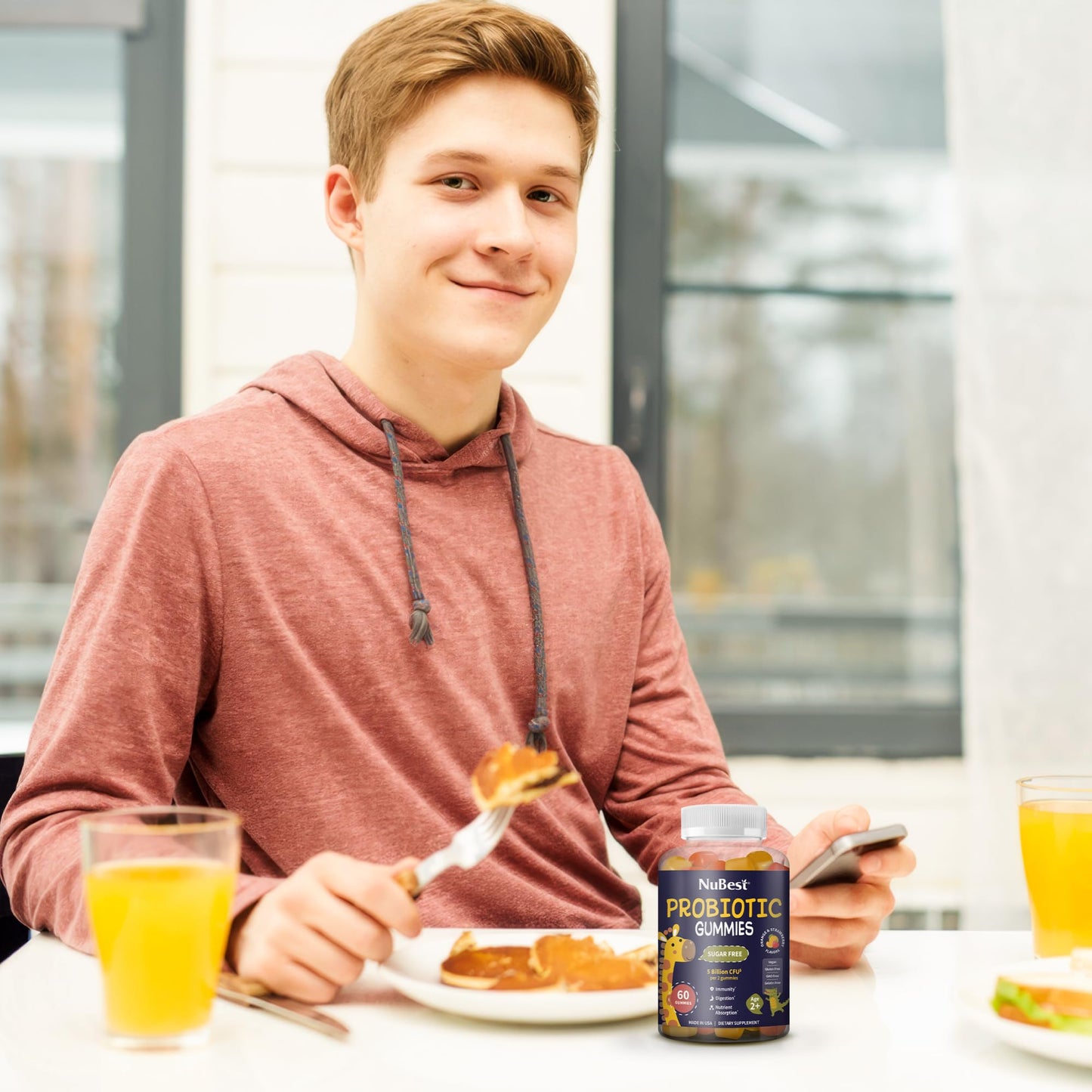 NuBest Daily Probiotic Gummies for Kids & Teens with 5 Billion CFUs, 60 Gummies